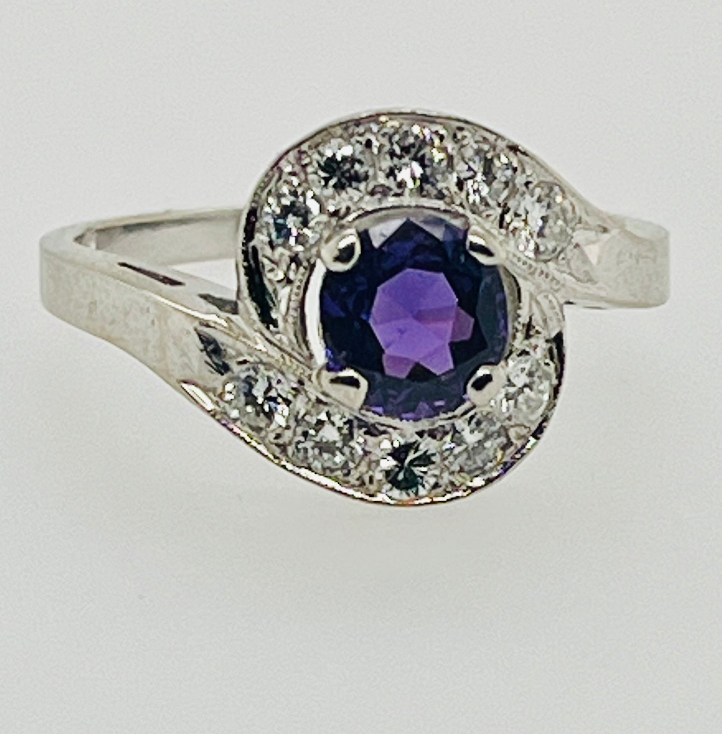 14K Purple and White Sapphire Ring