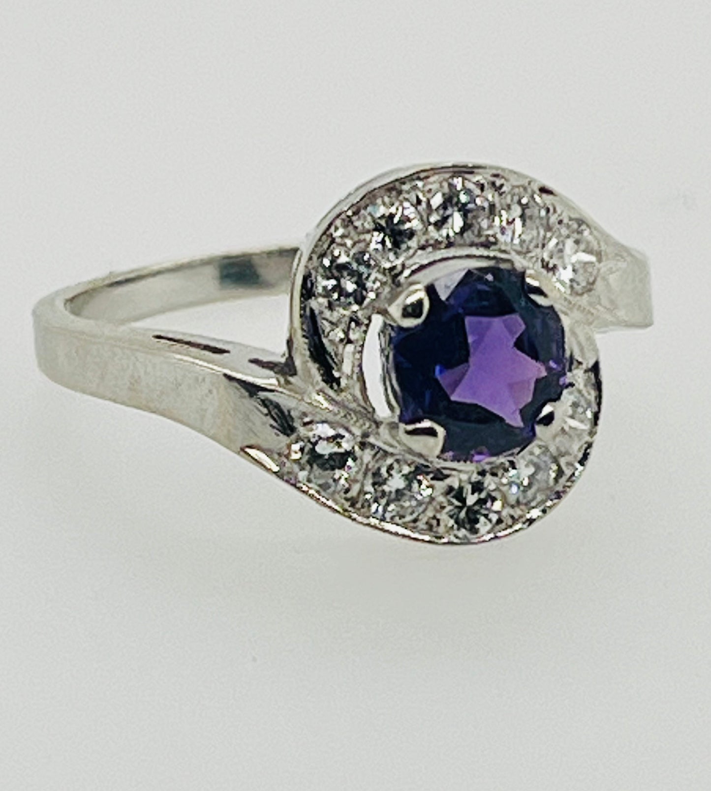 14K Purple and White Sapphire Ring