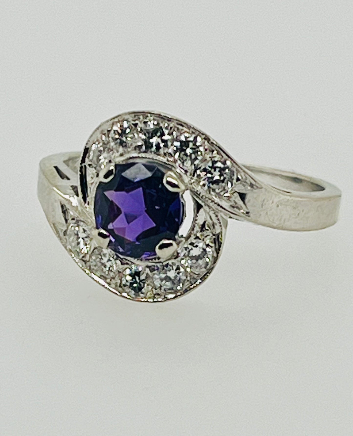 14K Purple and White Sapphire Ring