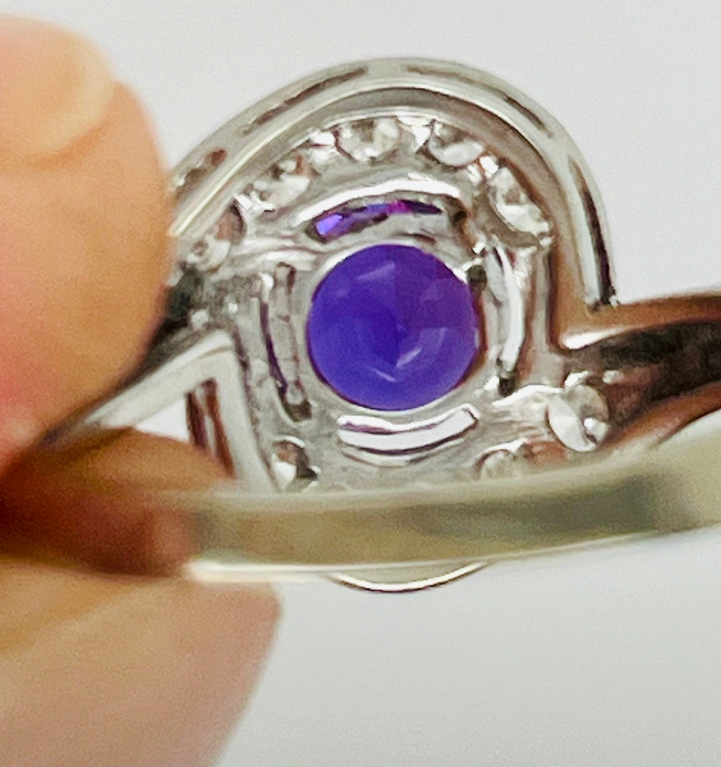 14K Purple and White Sapphire Ring