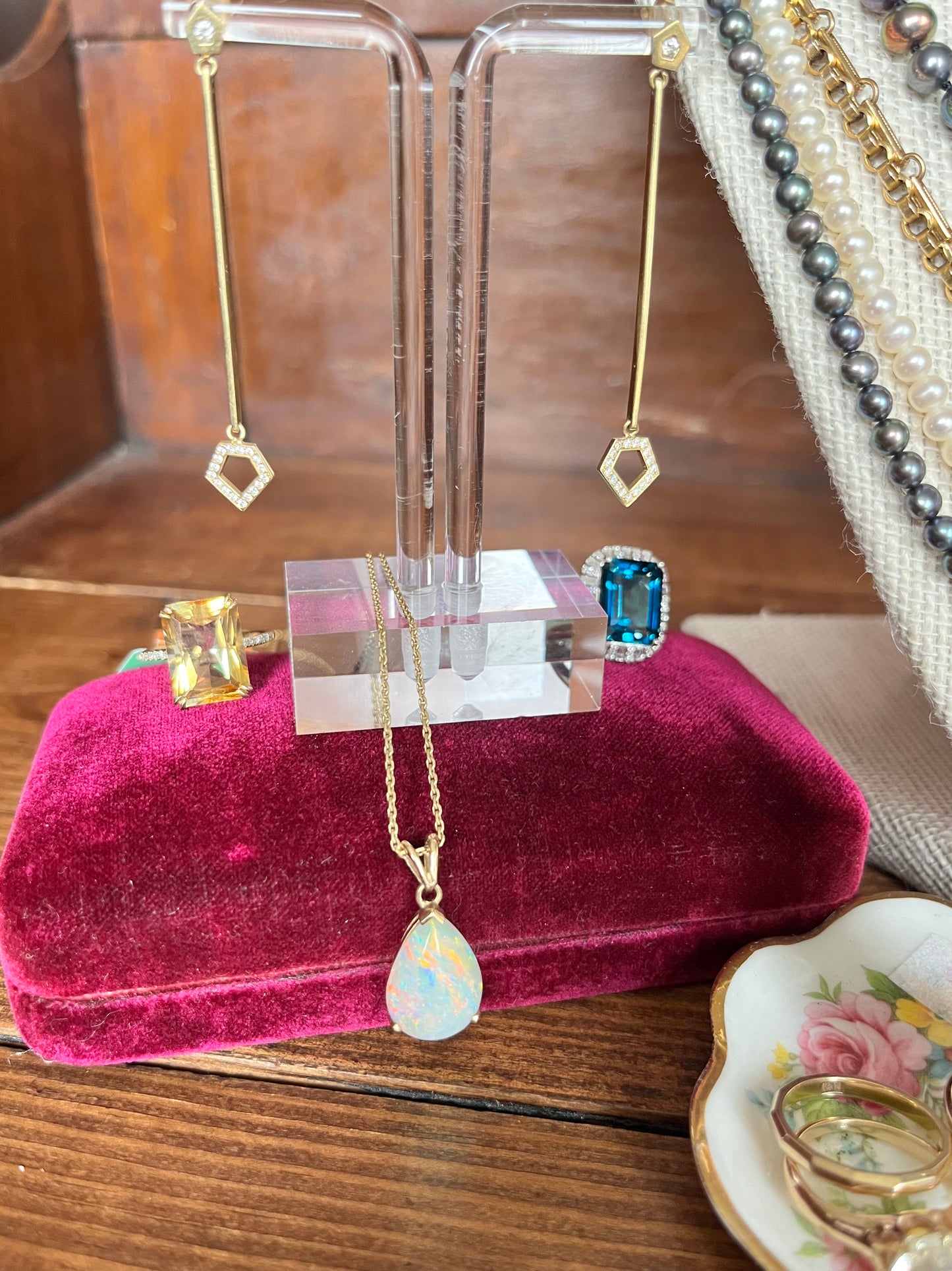 London Blue Topaz and Diamond Halo Ring