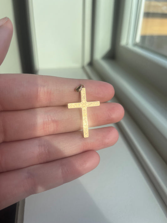Antique 14k Floral Cross Pendant