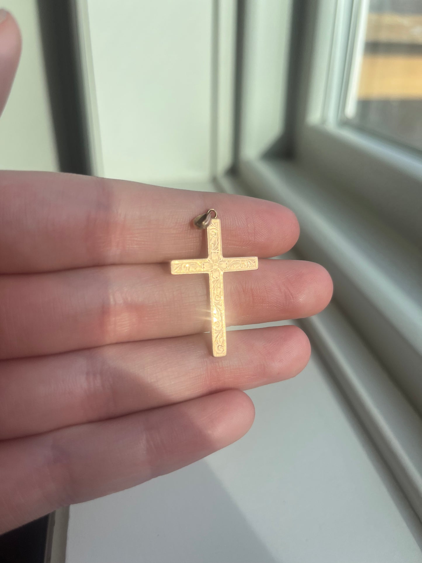 Antique 14k Floral Cross Pendant