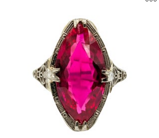 Stunning Art Deco Ruby 14K White Gold Ring