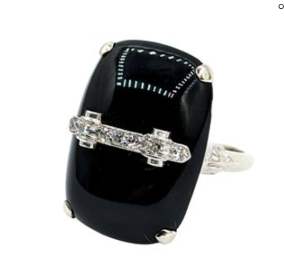 Fancy Onyx and Diamond Ring