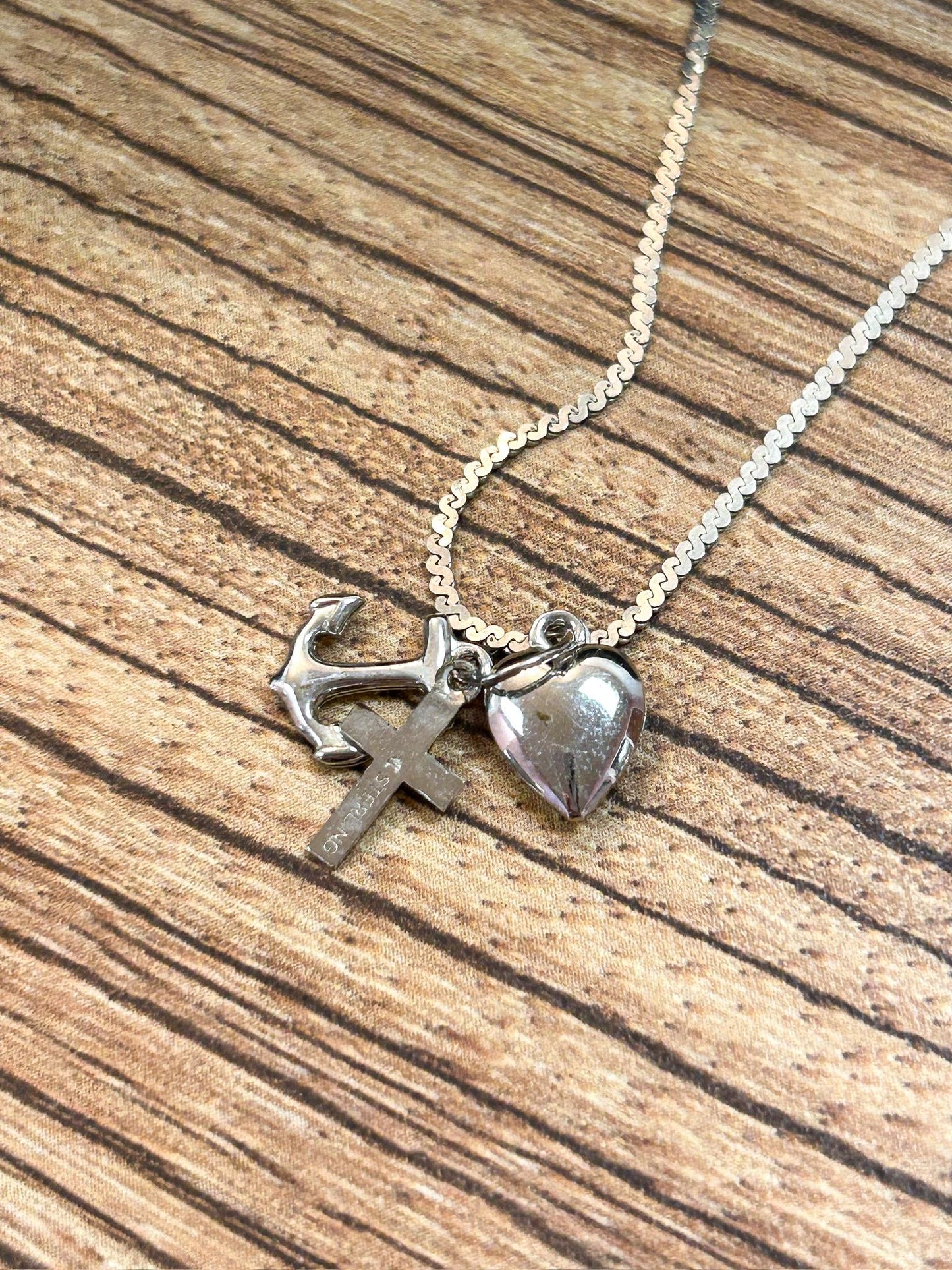 Sterling Silver Faith Hope & Love Necklace 925