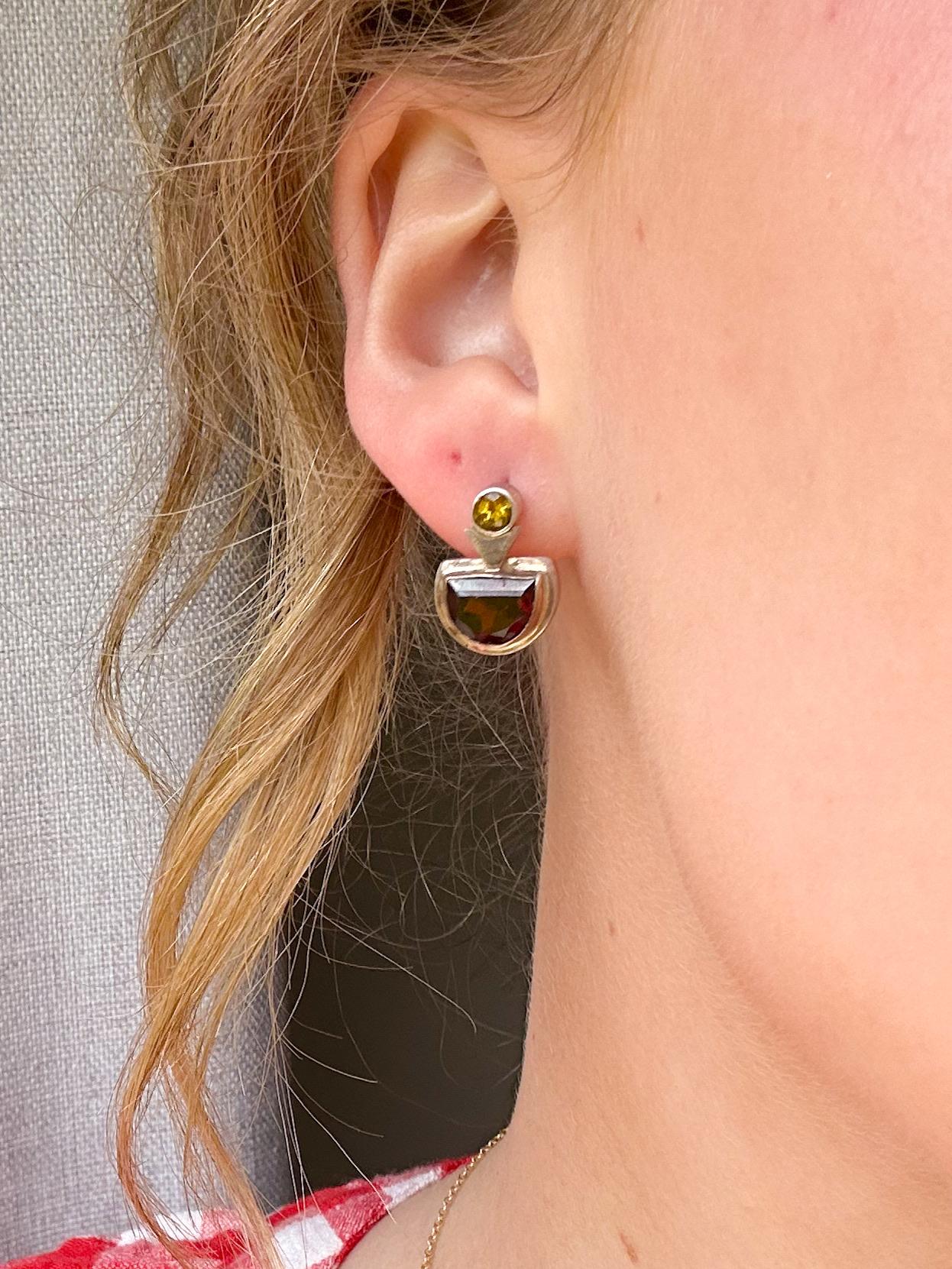 Estate Garnet and Citrine Earrings