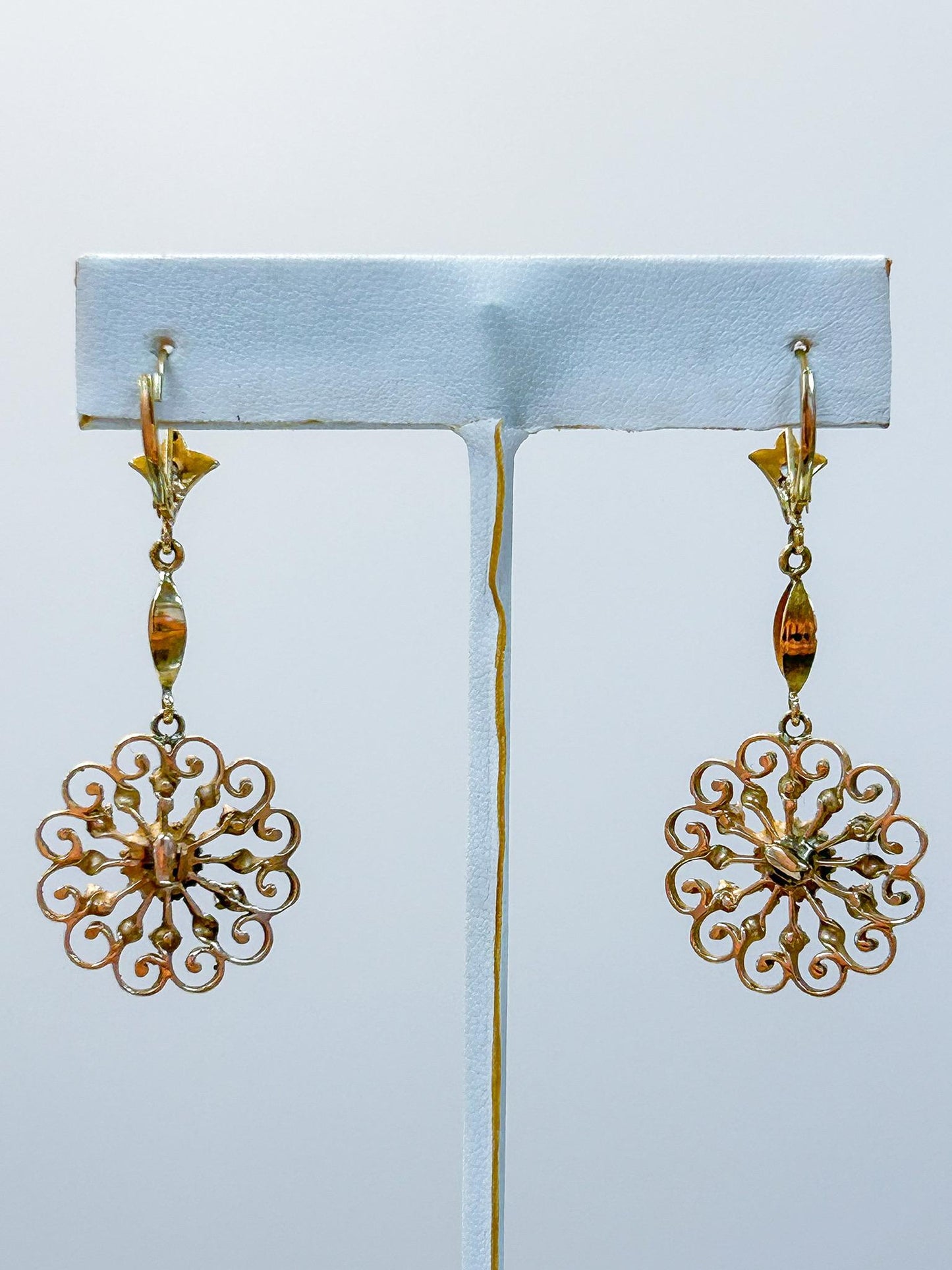 14K Diamond and Sapphire Dangle Earrings