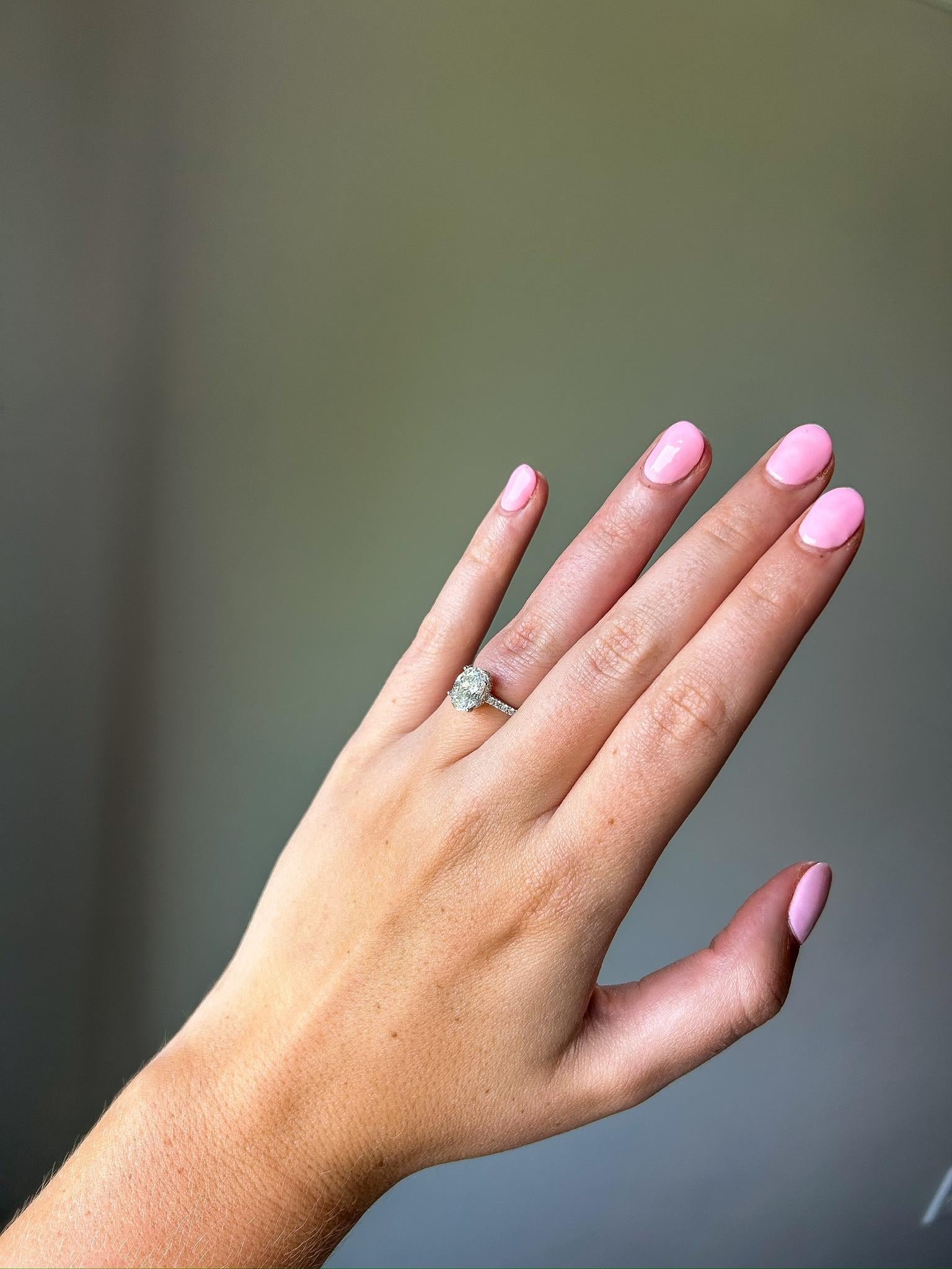 Lab Diamond Oval Hidden Halo 2ct Engagement Ring