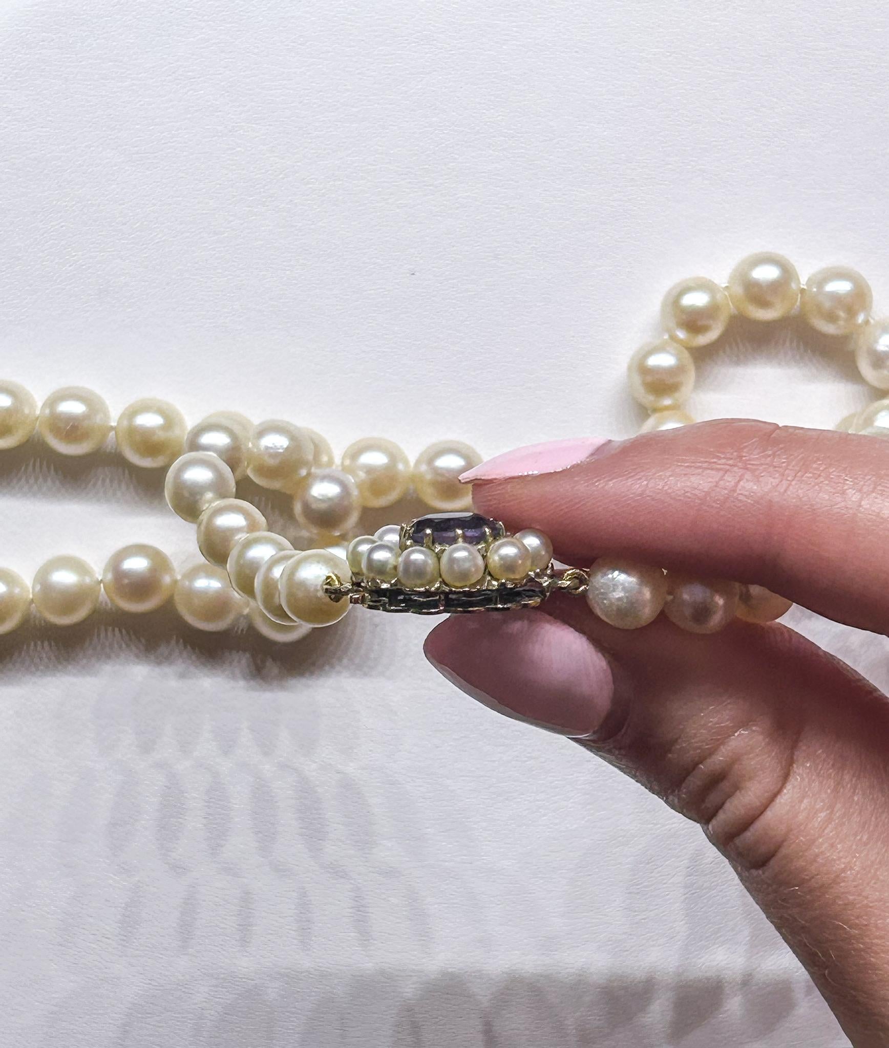 Pearl Necklace with Amethyst and Pearl Clasp