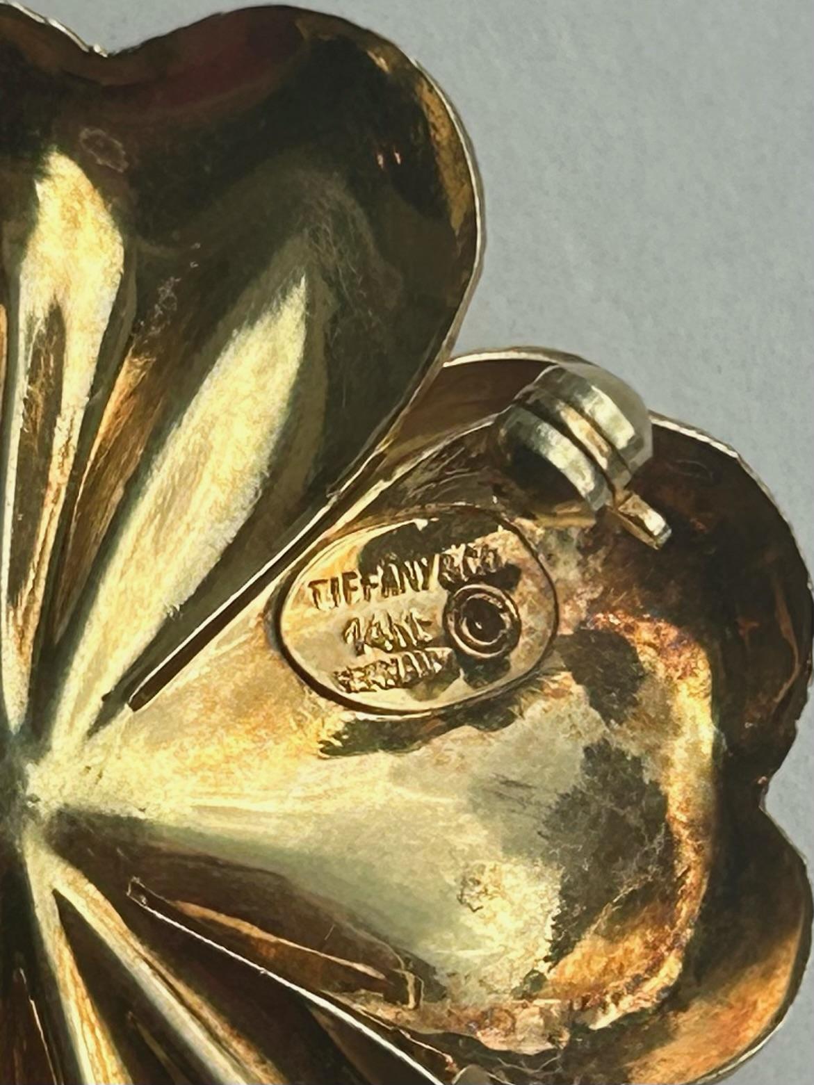 Tiffany and Co 14K Yellow Gold Flower Brooch