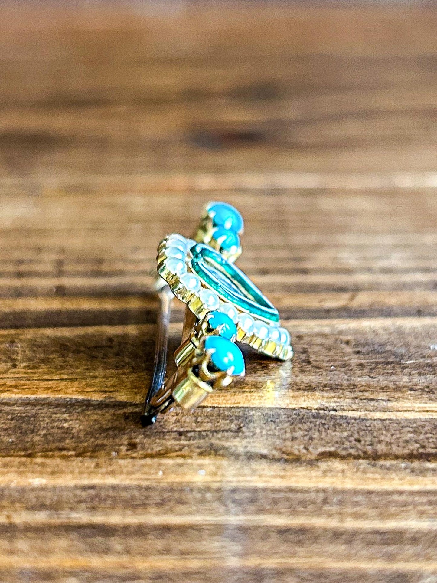 Victorian Mourning Pin Pearl and Turquoise