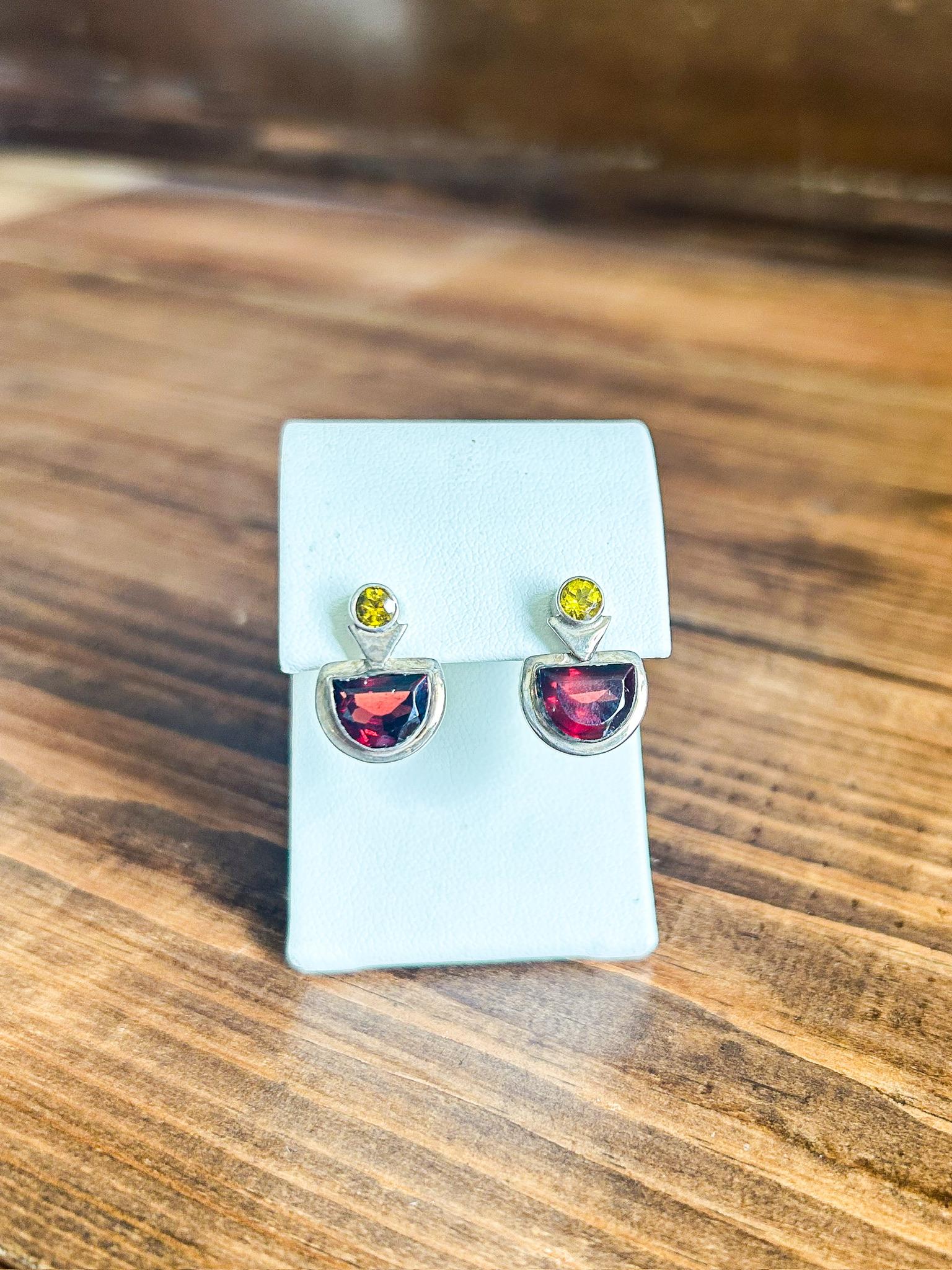 Estate Garnet and Citrine Earrings