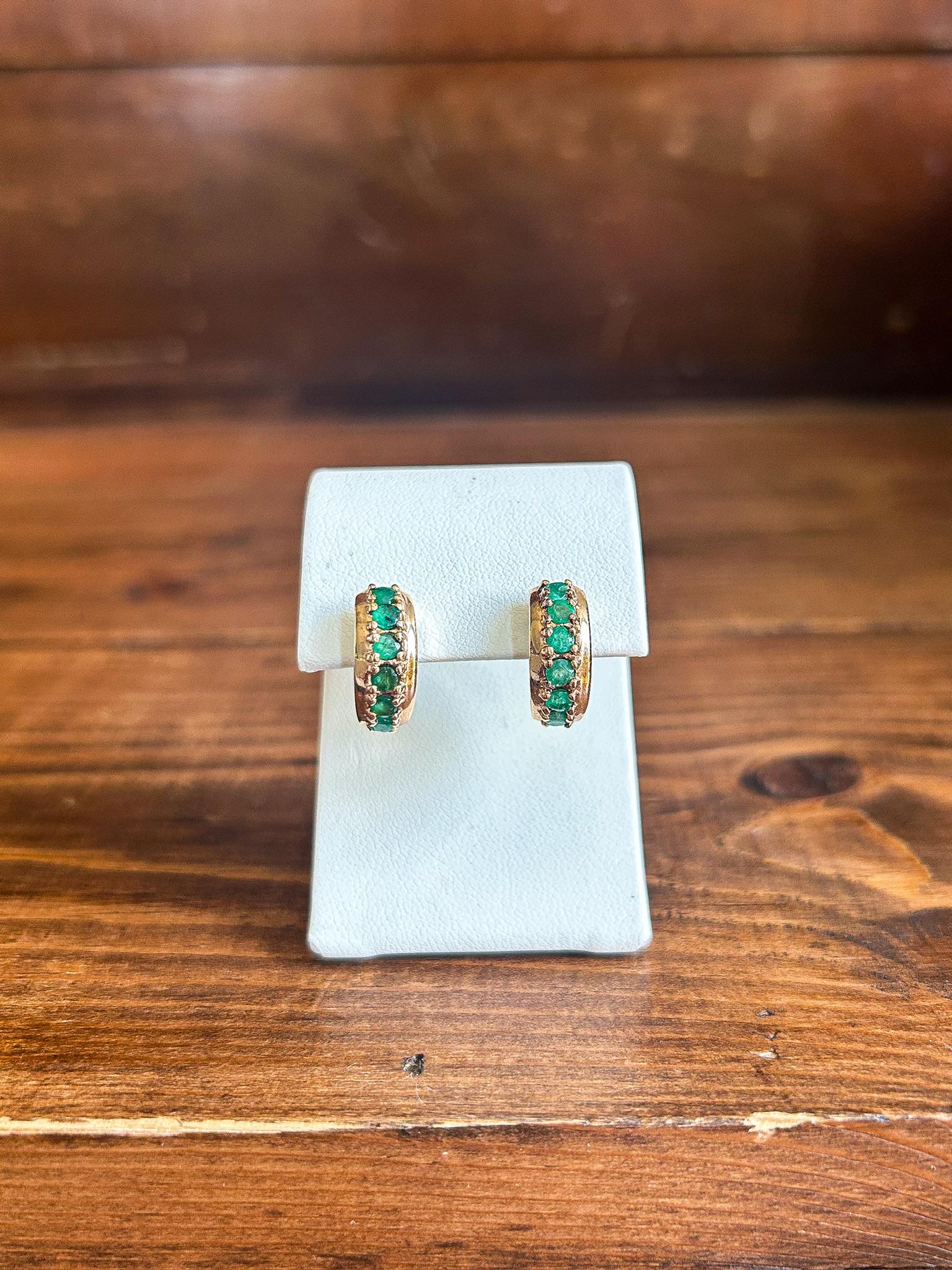 Vintage 925 Emerald Hugie Earrings