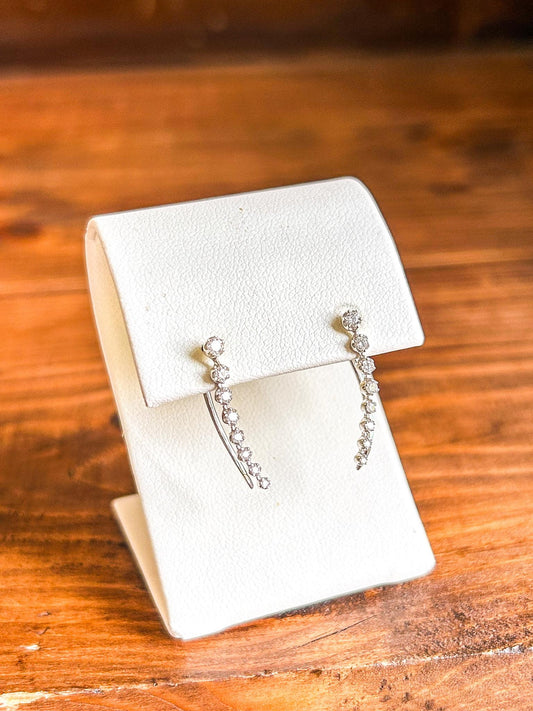 Diamond Climber/Dangle Earrings 14K White Gold