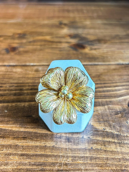 Tiffany and Co 14K Yellow Gold Flower Brooch