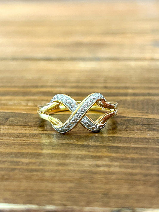 Sterling Silver 925 with Gold Over X Ring