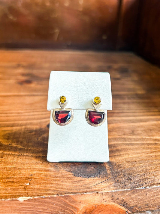 Estate Garnet and Citrine Earrings