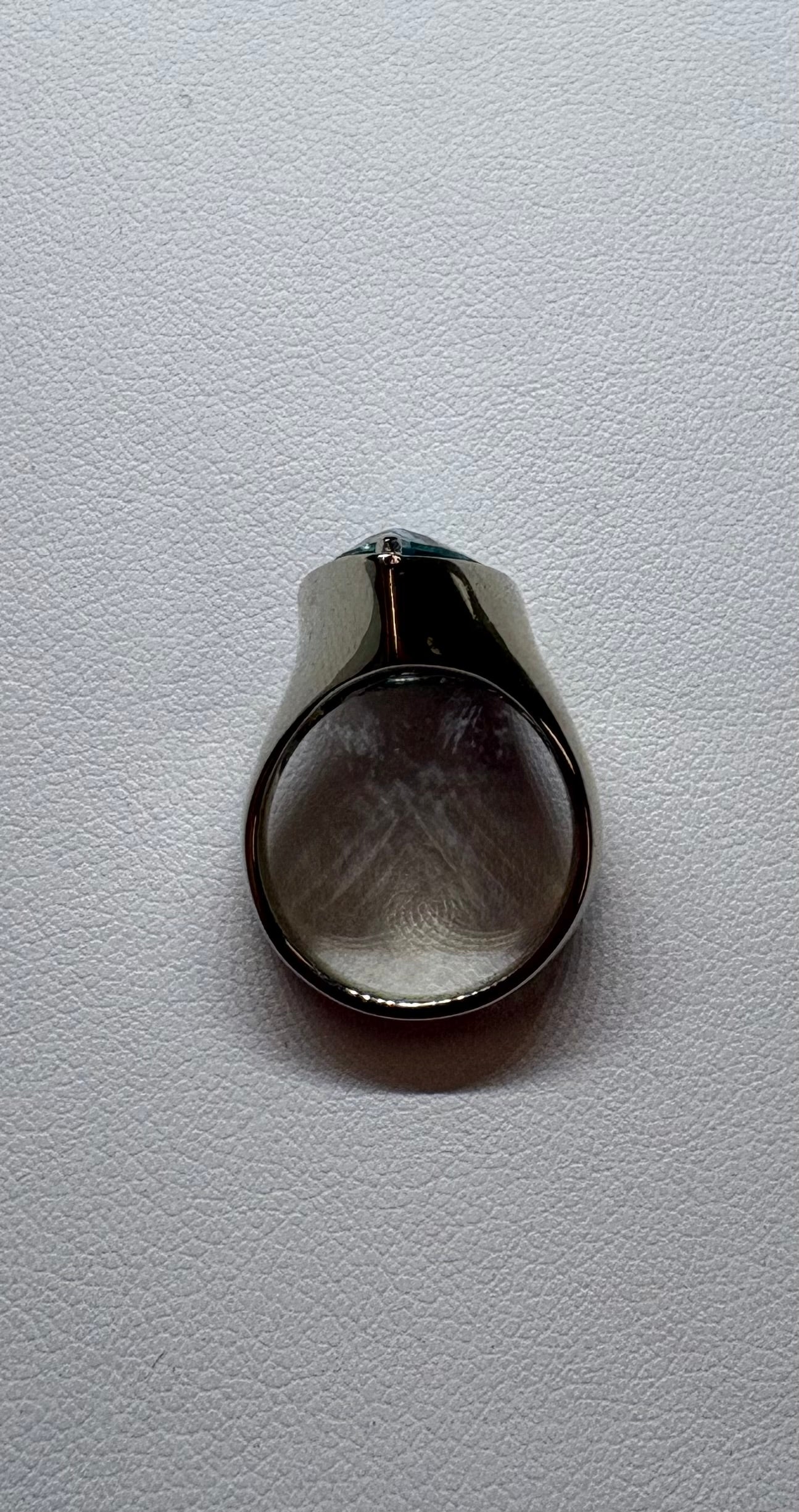 Vintage White Gold Aquamarine Pear and Diamond Ring