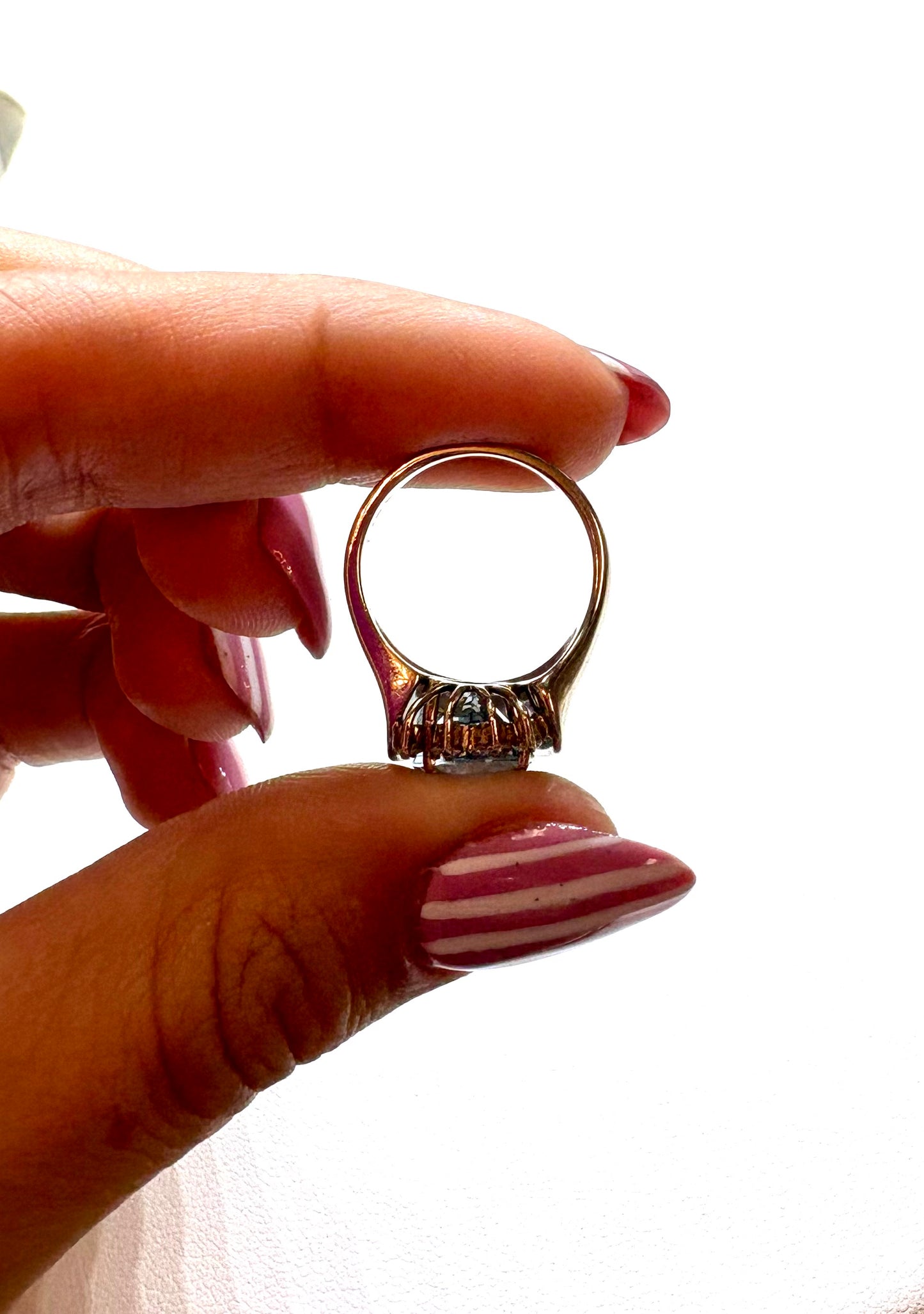 Vintage White Gold Aquamarine Pear and Diamond Ring