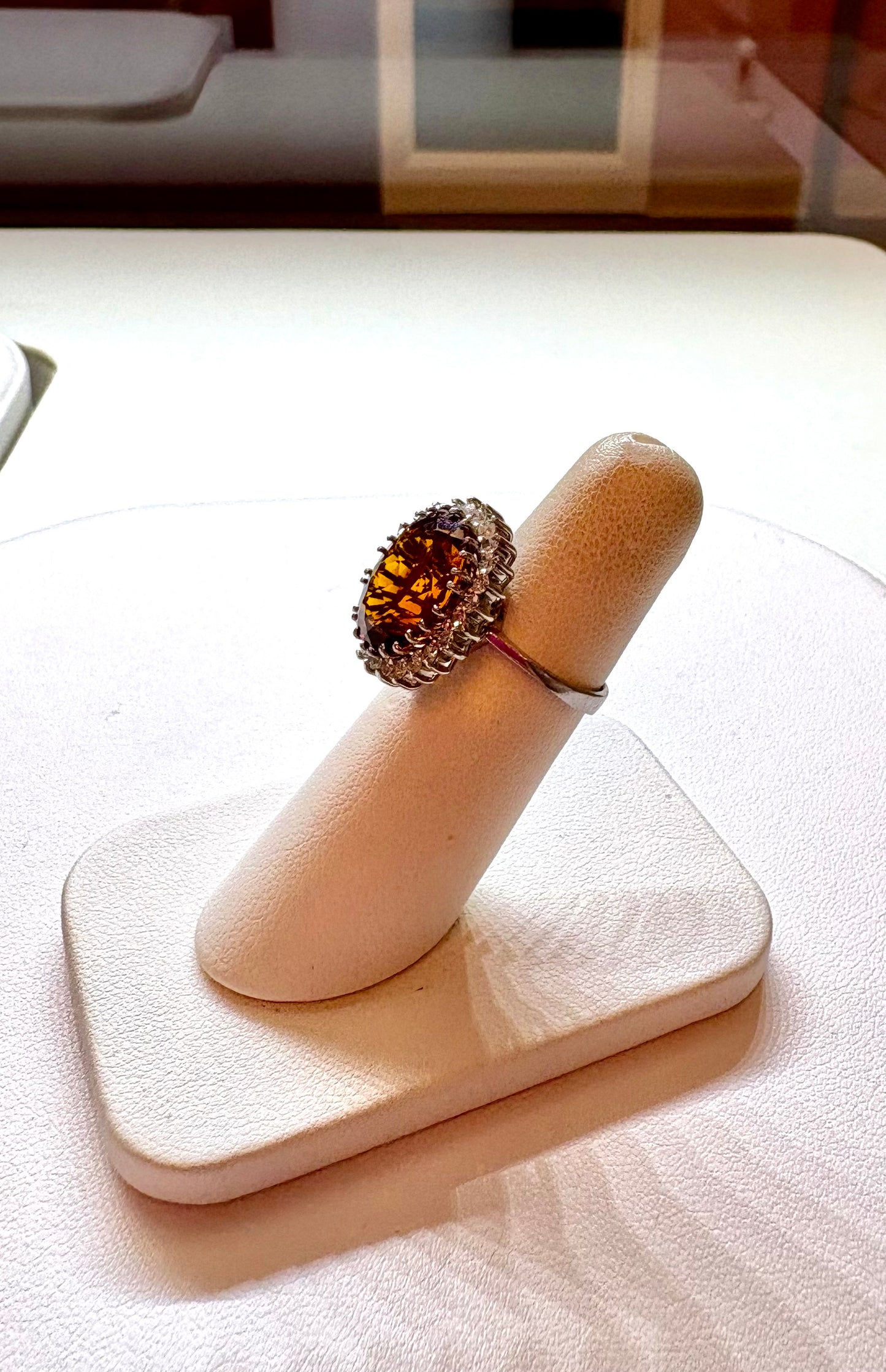Vintage Cocktail Ring 14K Citrine and Diamond