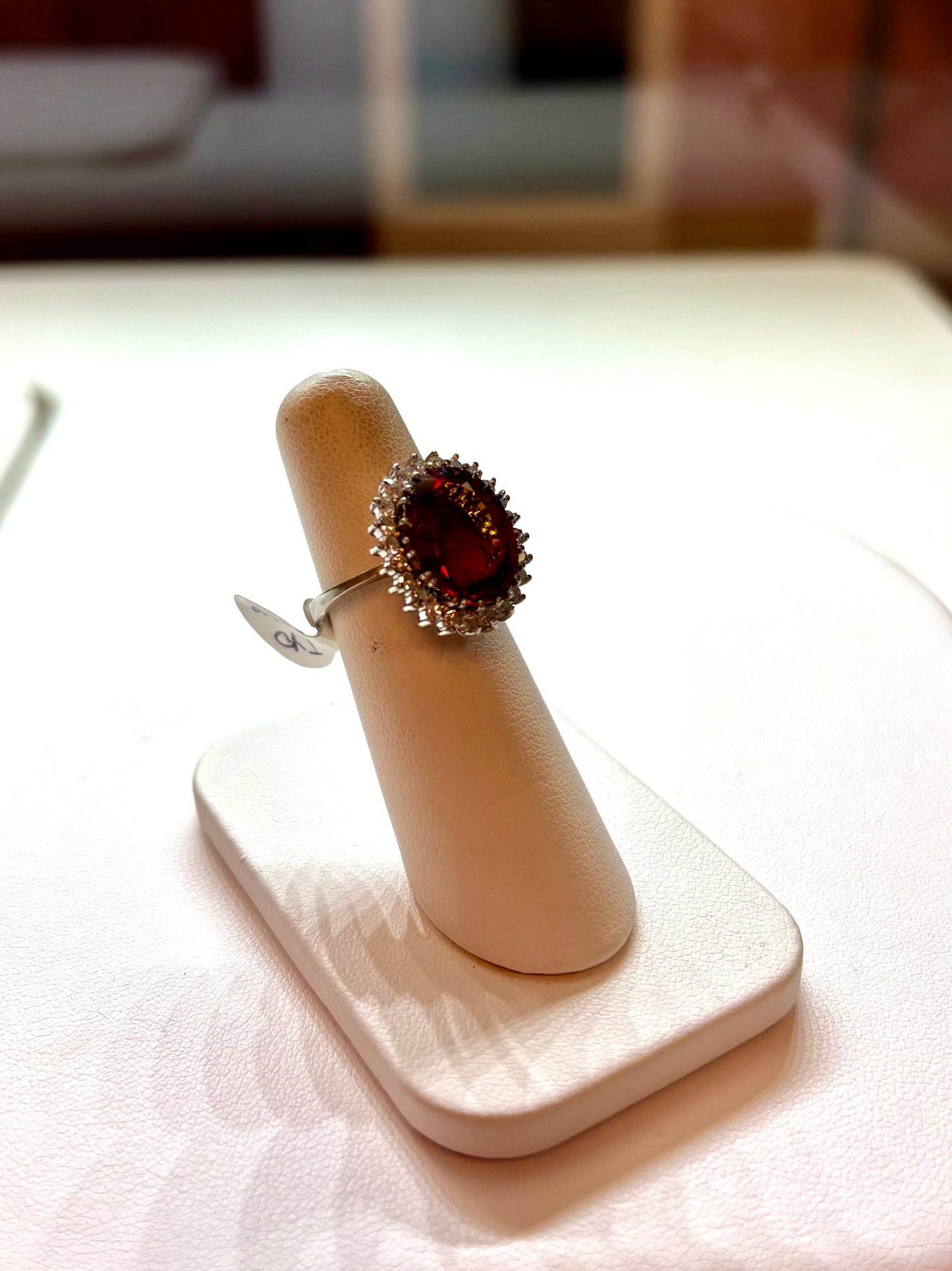 Vintage Cocktail Ring 14K Citrine and Diamond