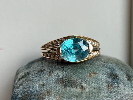 Vintage Zircon and Diamond Ring