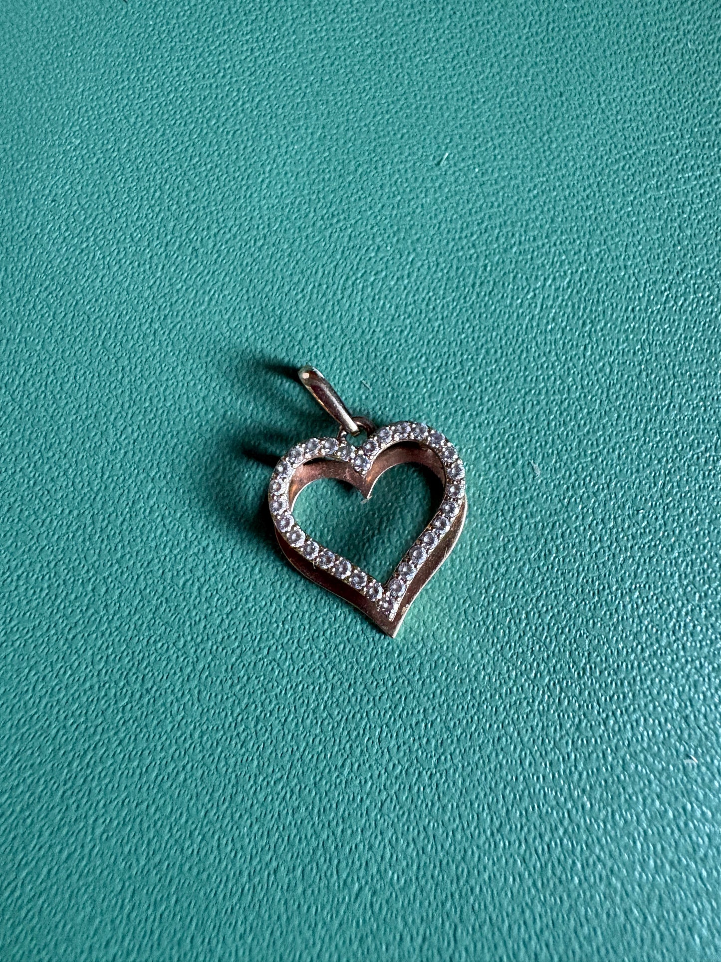 Gold Open Heart Pendant with Diamond Accents