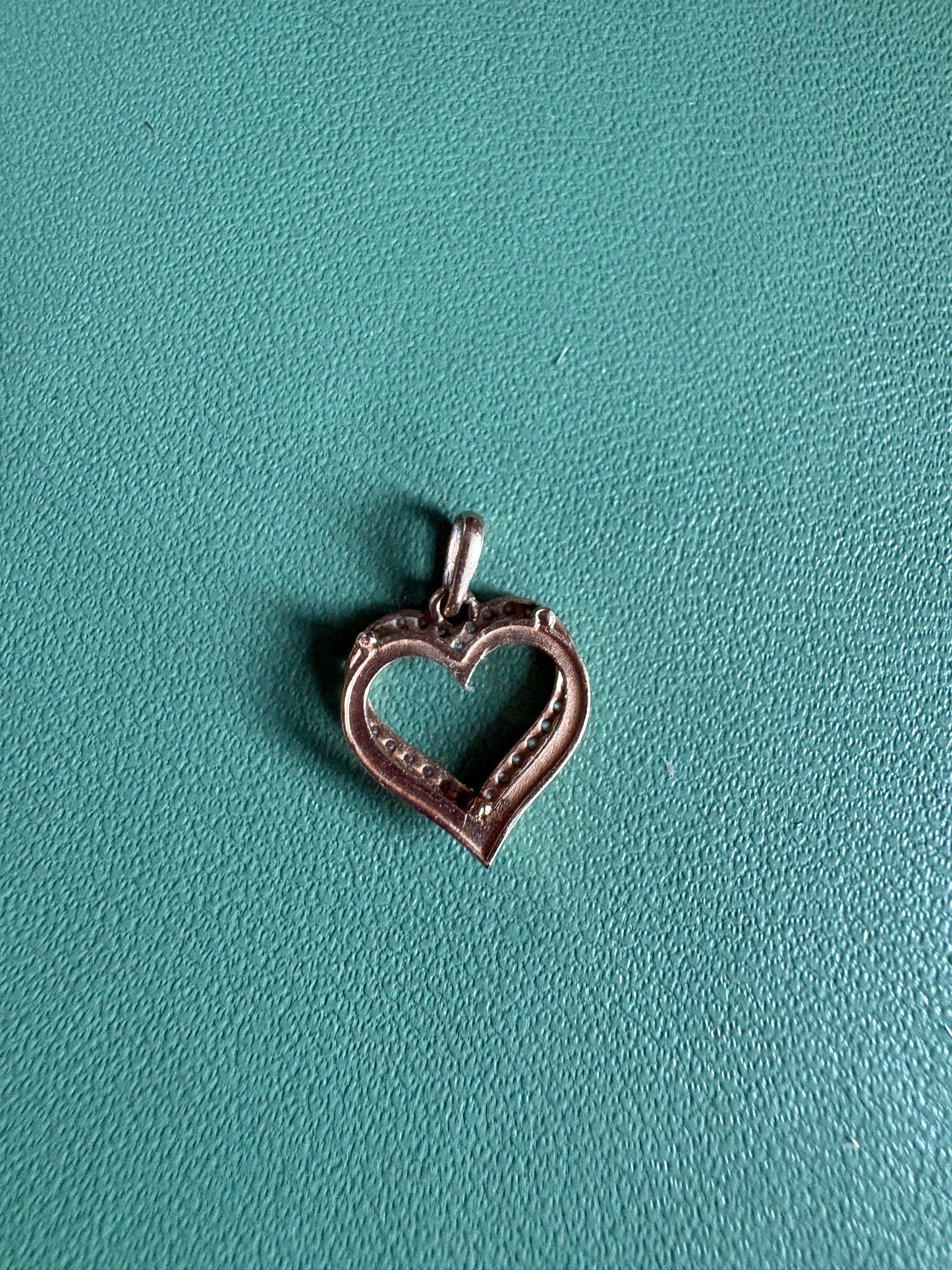Gold Open Heart Pendant with Diamond Accents