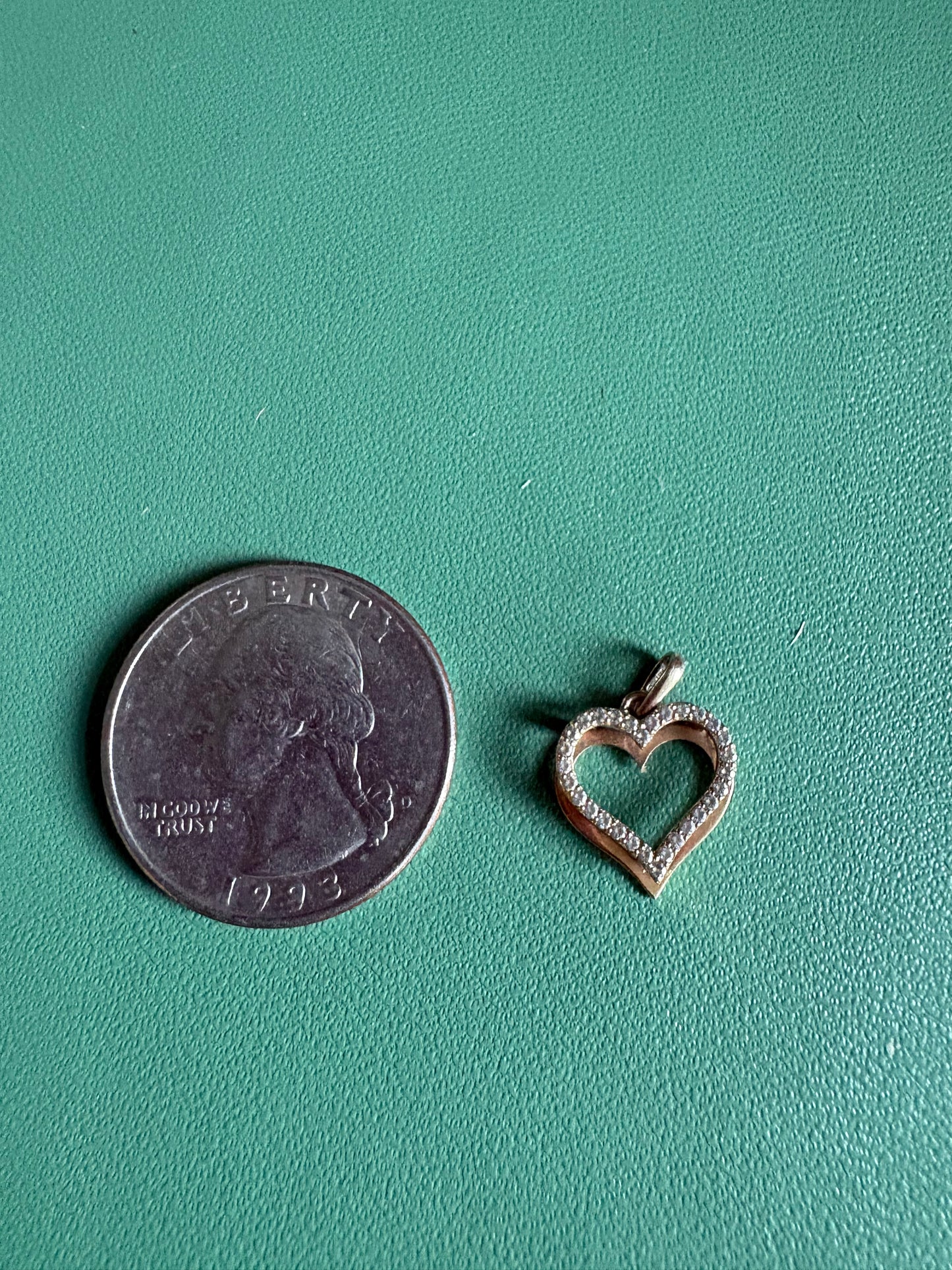 Gold Open Heart Pendant with Diamond Accents