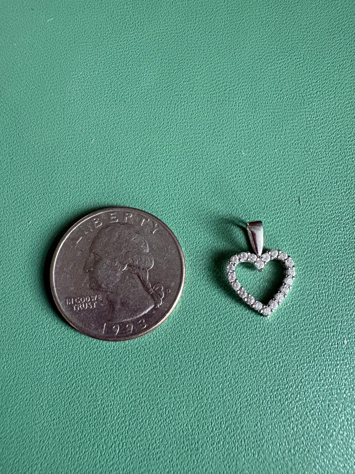 White Gold Open Heart Pendant with Diamond Accents
