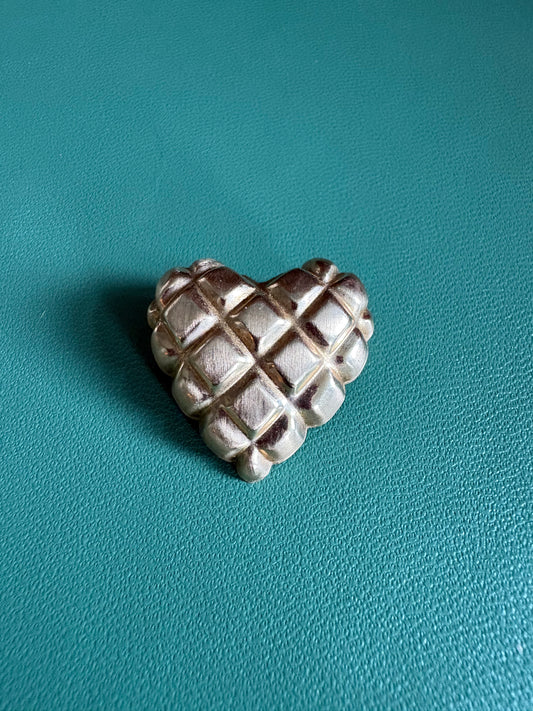Sterling Silver Quilted Puffy Heart Pendant