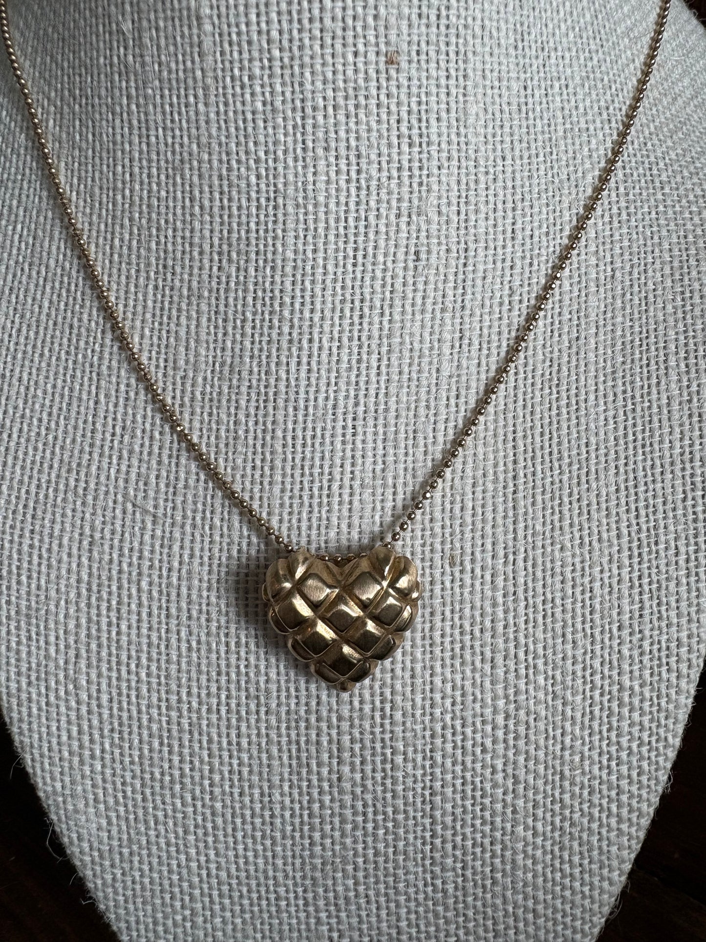 Sterling Silver Quilted Puffy Heart Pendant