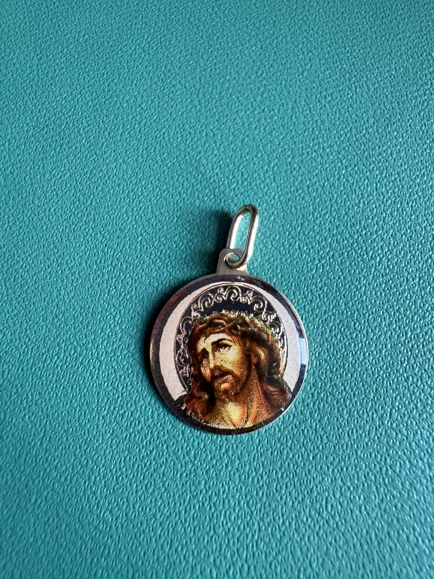 Enamel Portrait of Jesus Medal Pendant