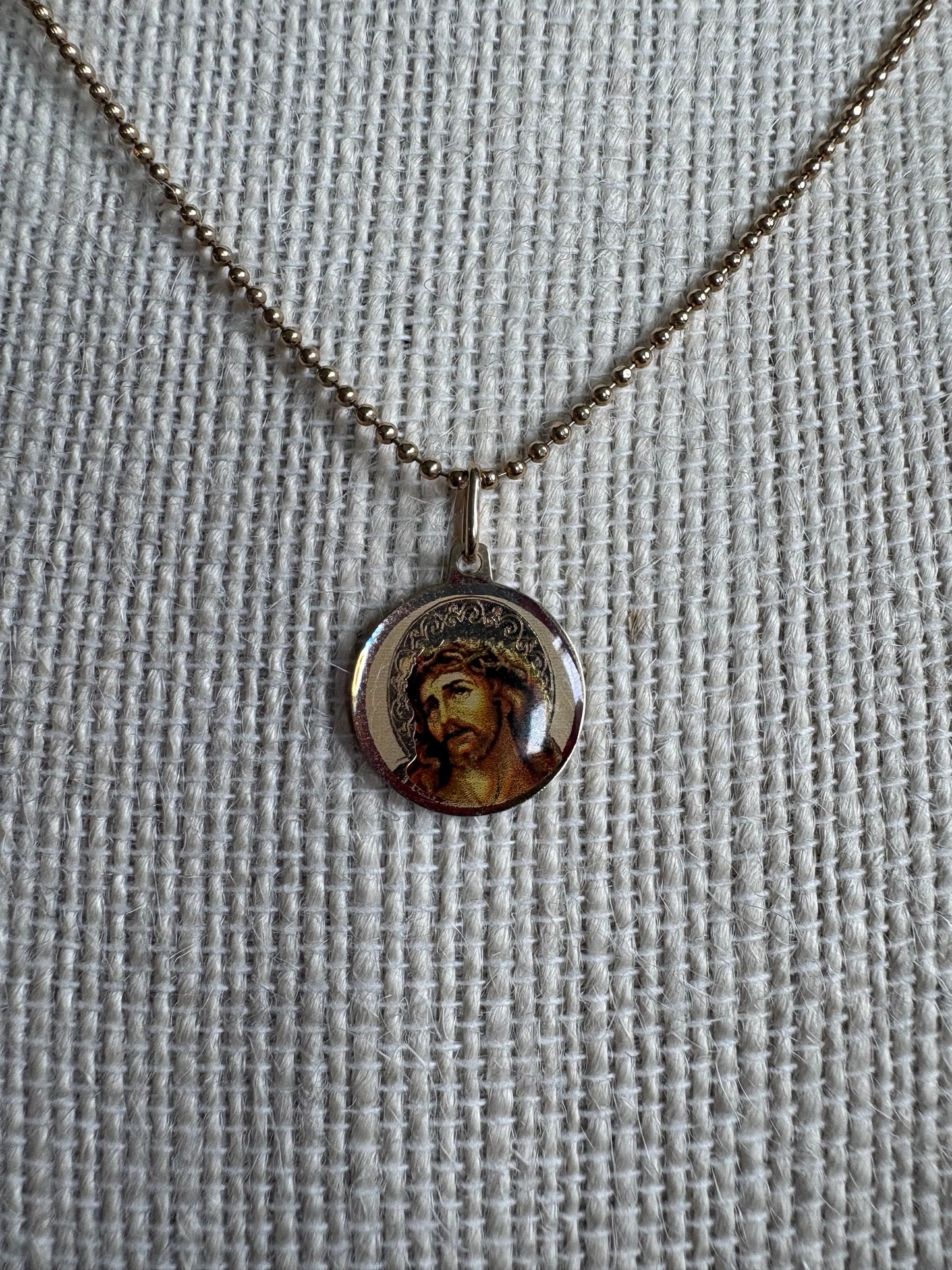 Enamel Portrait of Jesus Medal Pendant