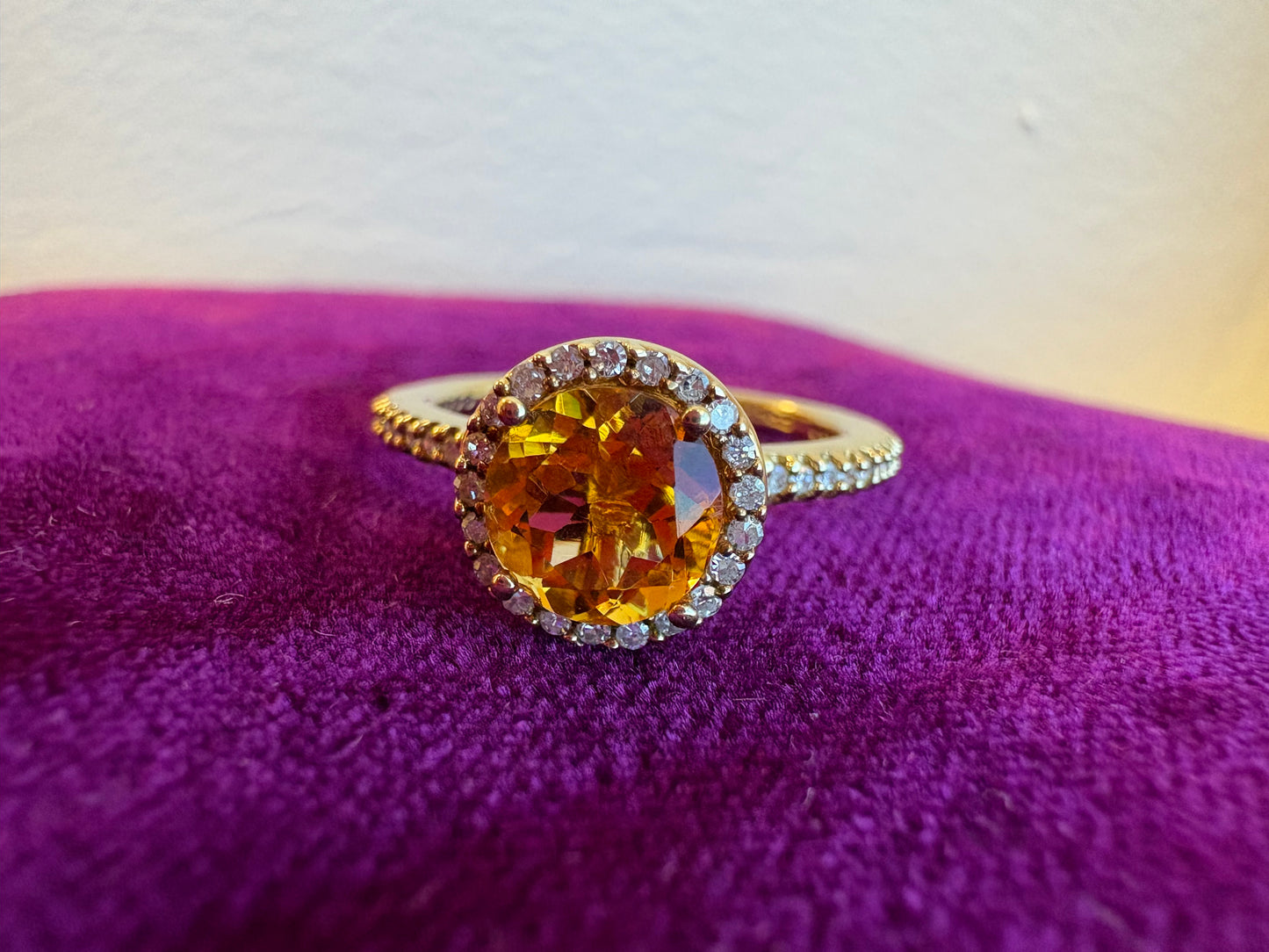 Classic Citrine and Diamond Halo Ring