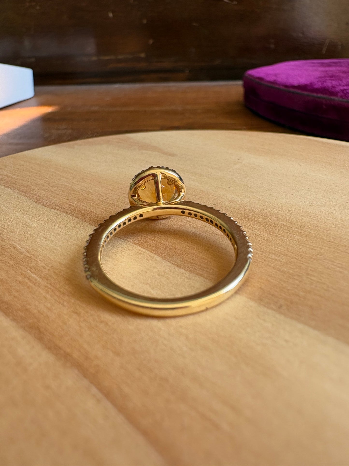 Classic Citrine and Diamond Halo Ring