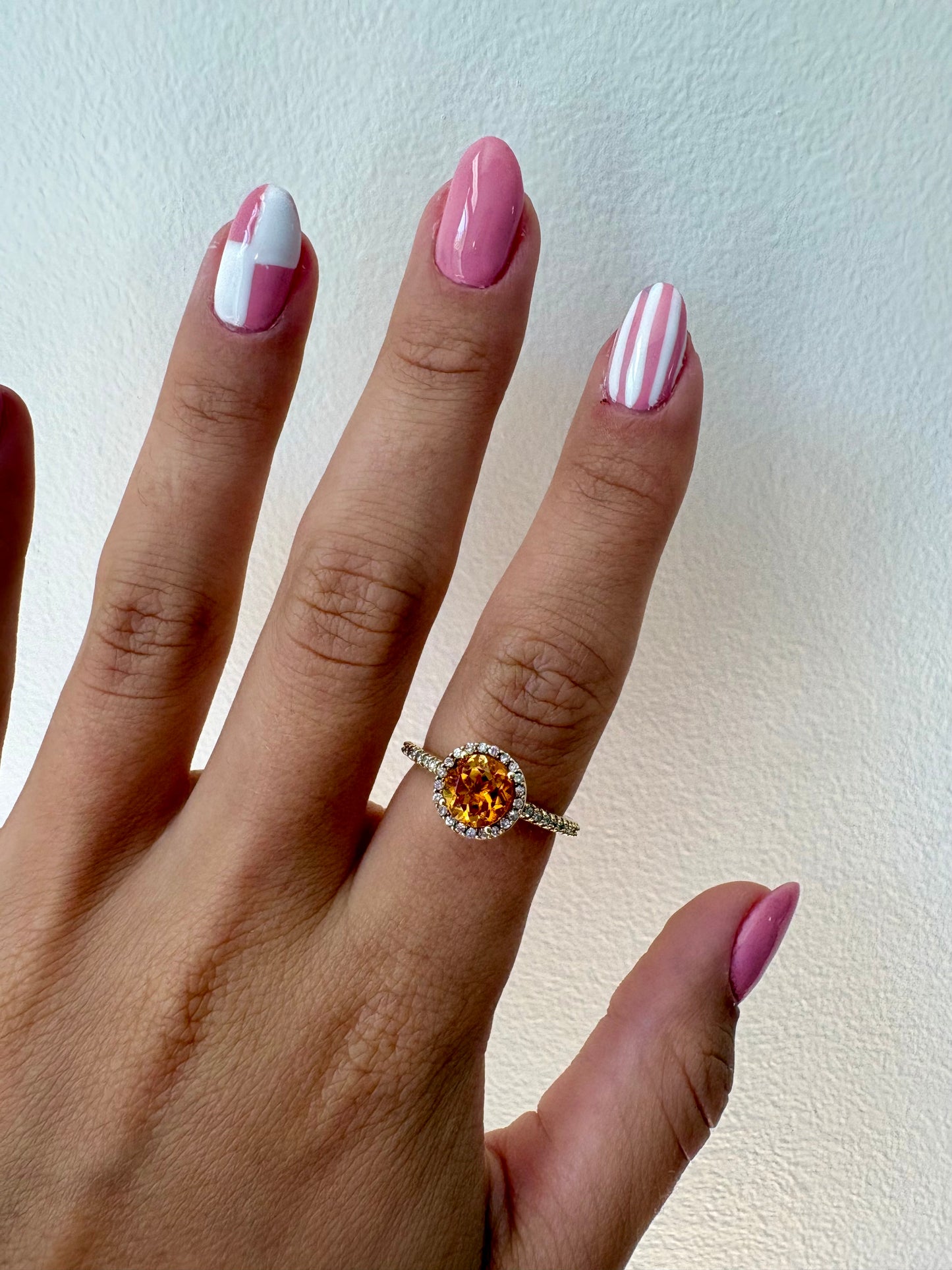 Classic Citrine and Diamond Halo Ring