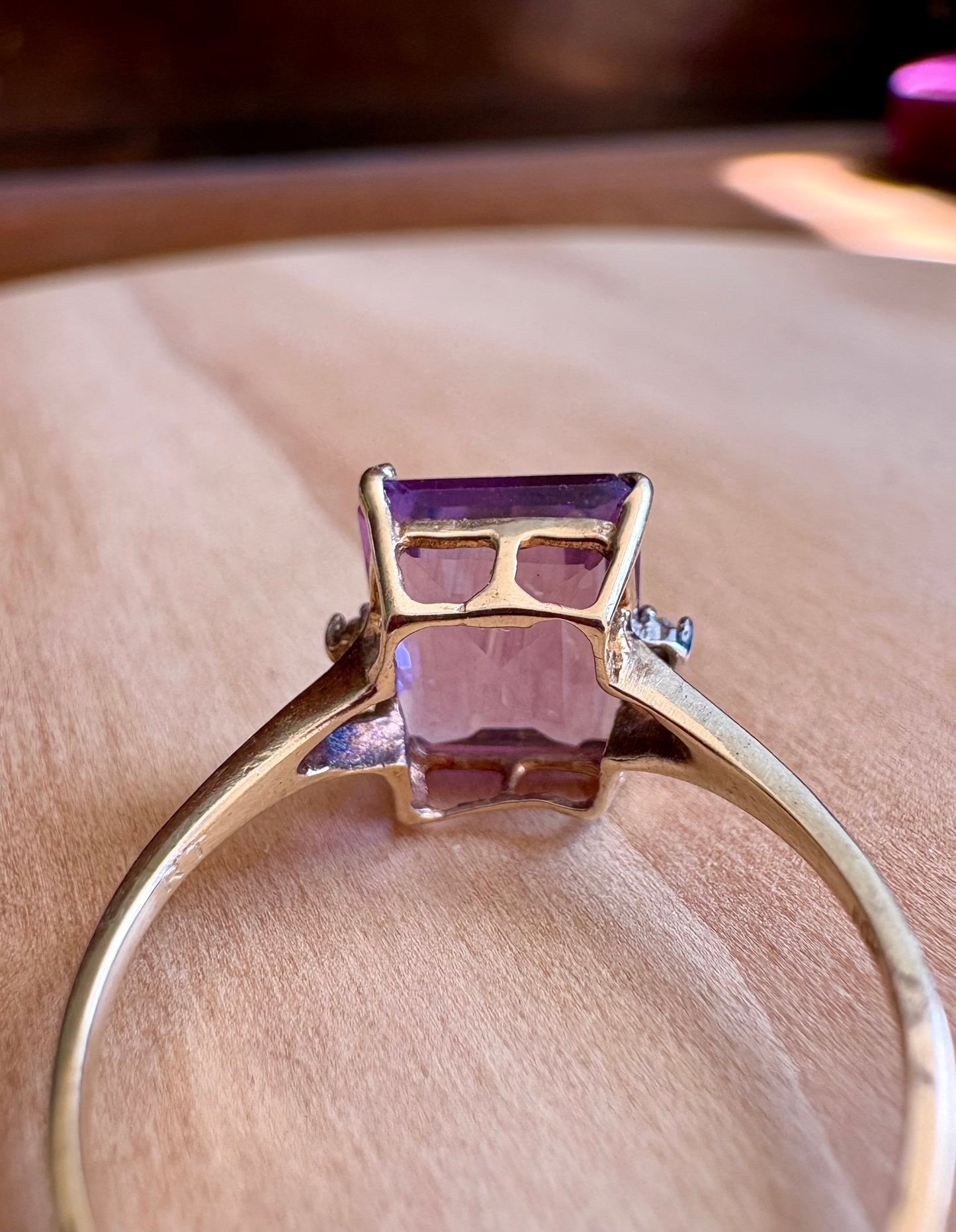 Emerald-Cut Amethyst Solitaire Ring