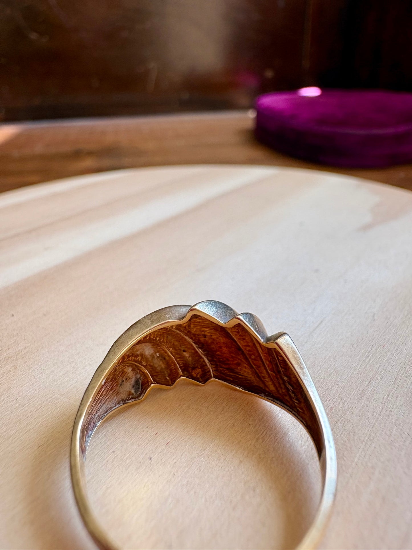 Vintage 10k Croissant Ring Band Yellow Gold
