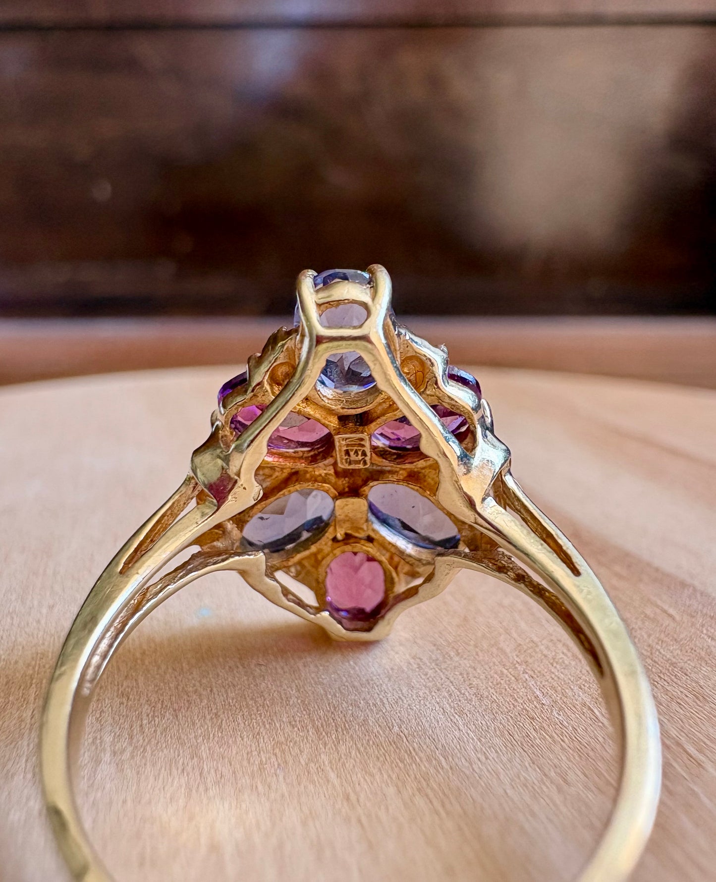 Vintage Tanzanite & Morganite Floral Cluster Ring