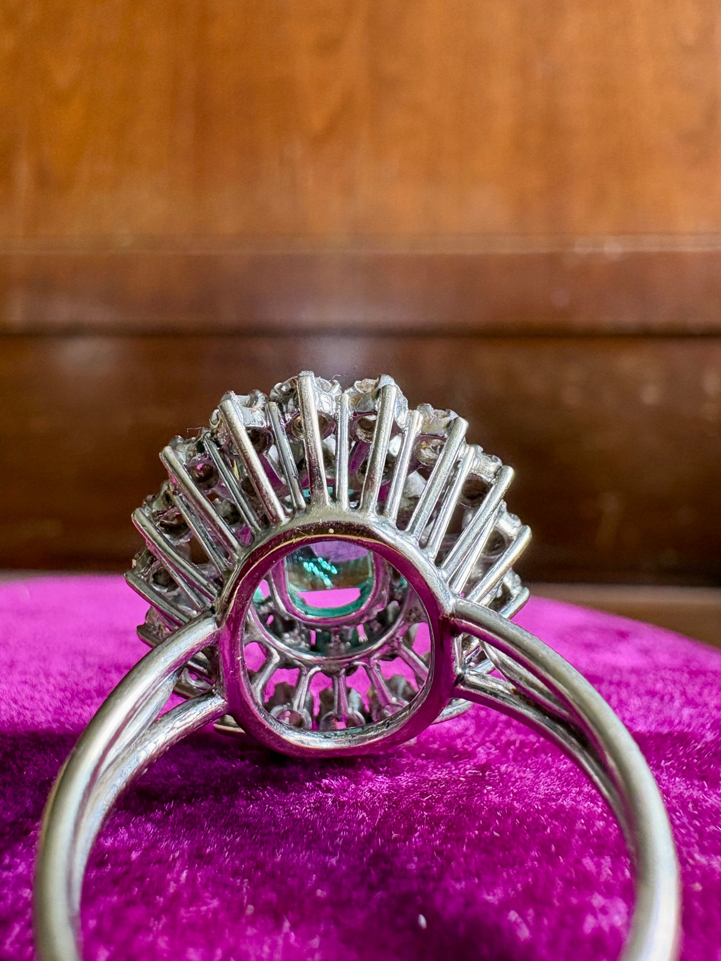 Antique Emerald & Diamond Halo Ring
