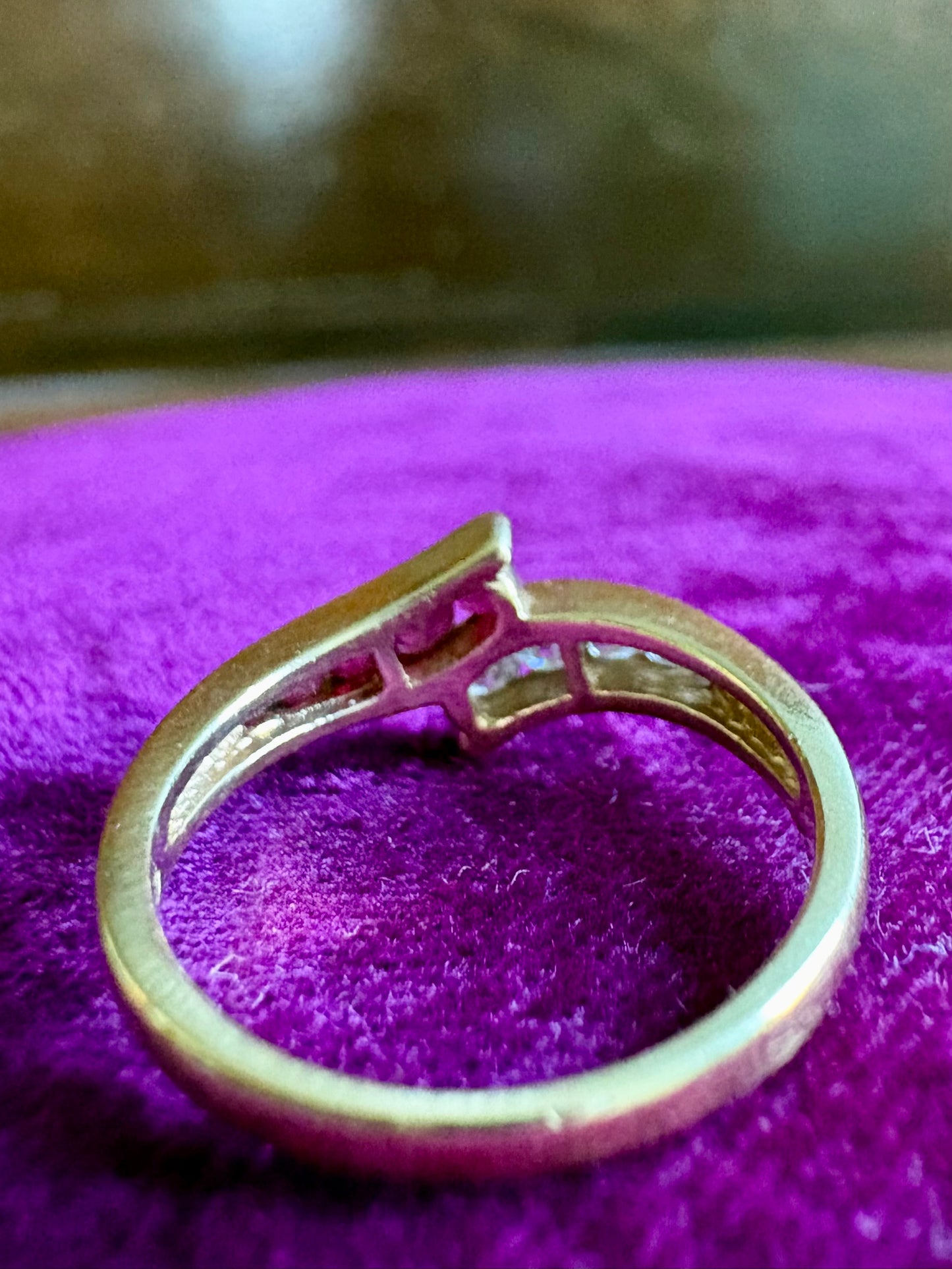 Elegant 14K Gold Diamond & Ruby Bypass Ring