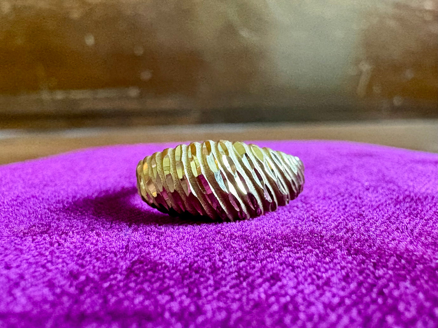 Classic 14K Yellow Gold Textured Ribbed Band Ring