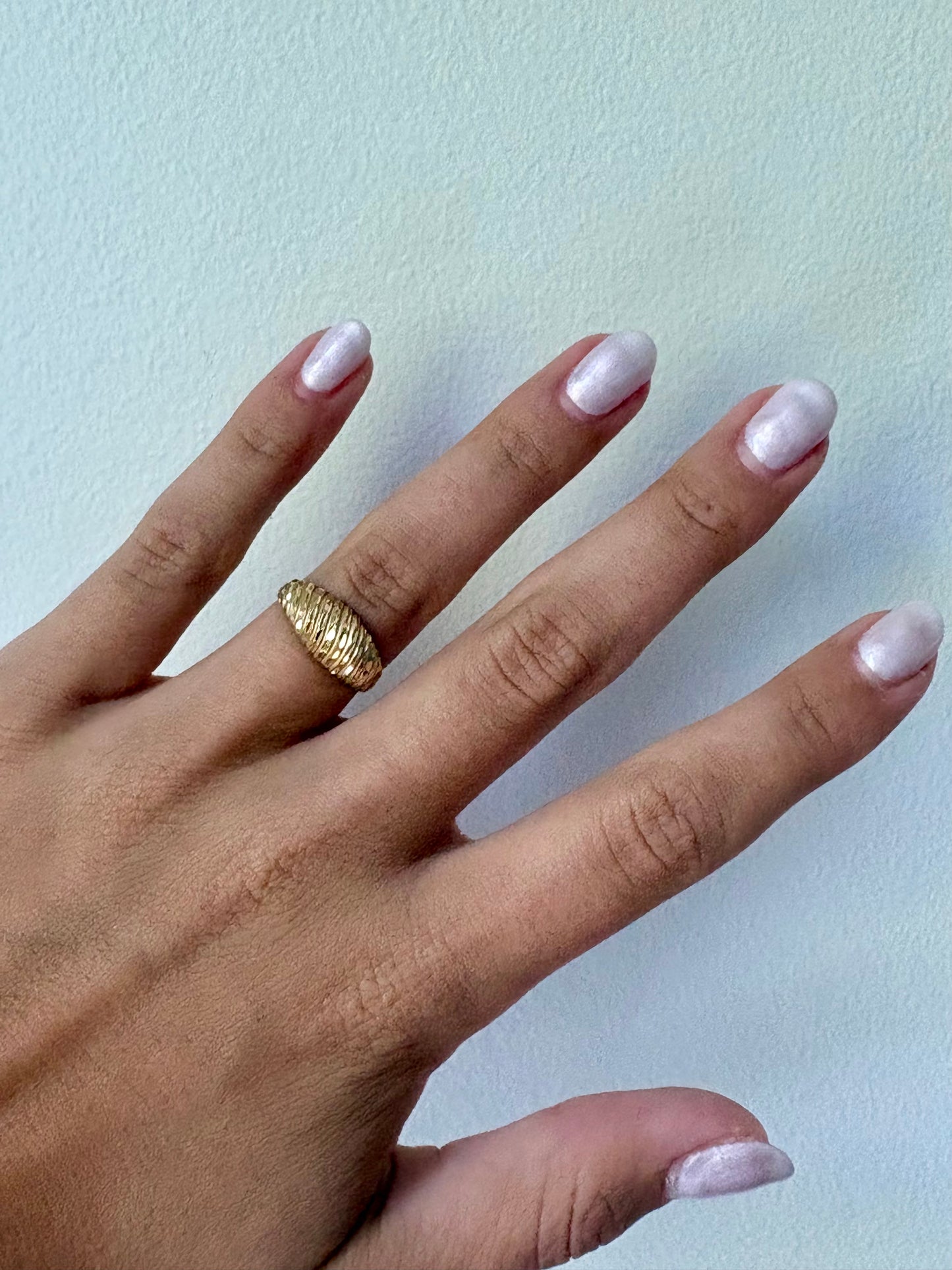 Classic 14K Yellow Gold Textured Ribbed Band Ring