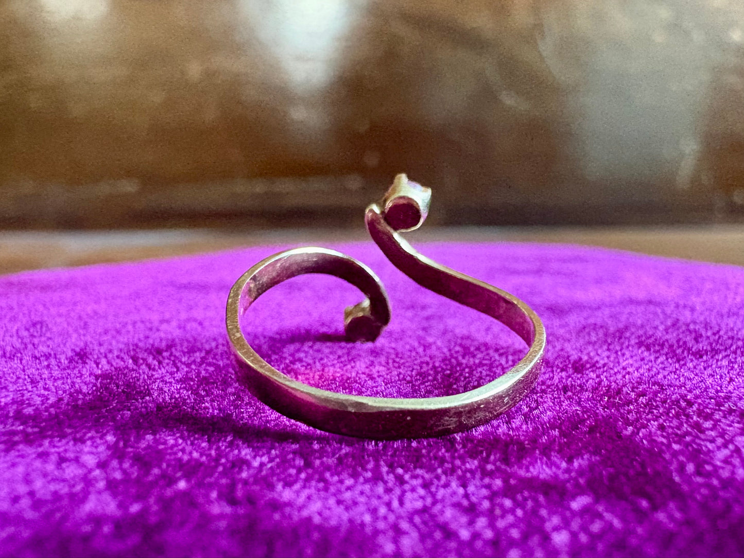 Vintage 14K Yellow Gold Ruby Open-Bypass Ring