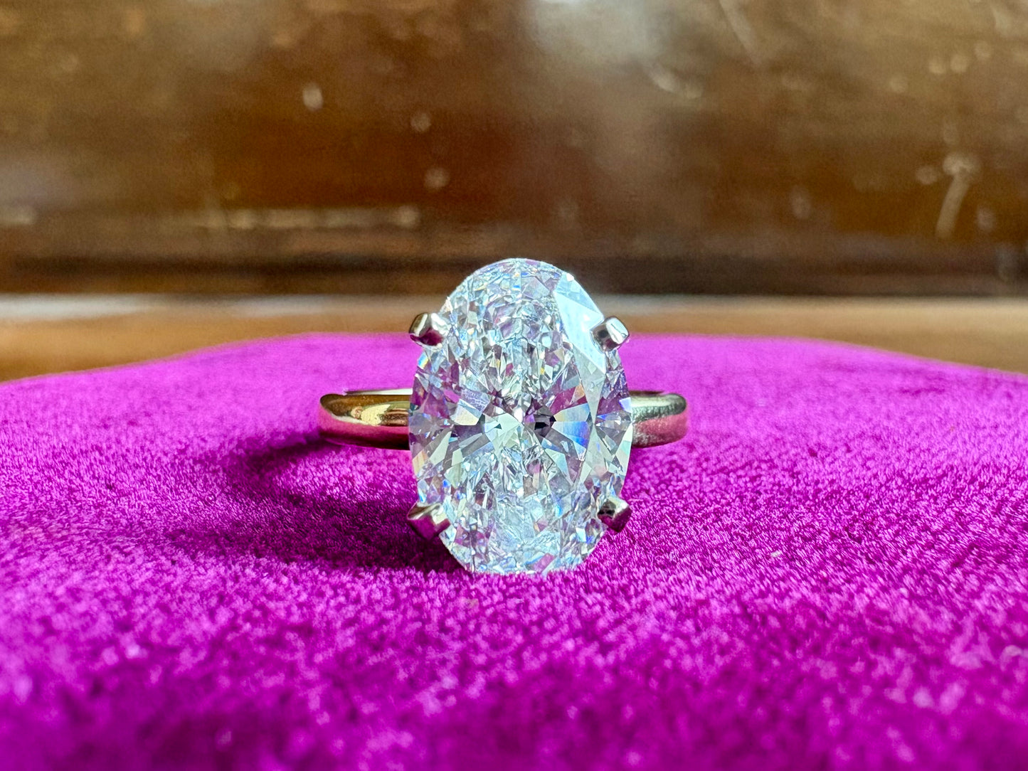 Oval-Cut Lab Grown Diamond 18K Yellow Gold Solitaire Engagement Ring