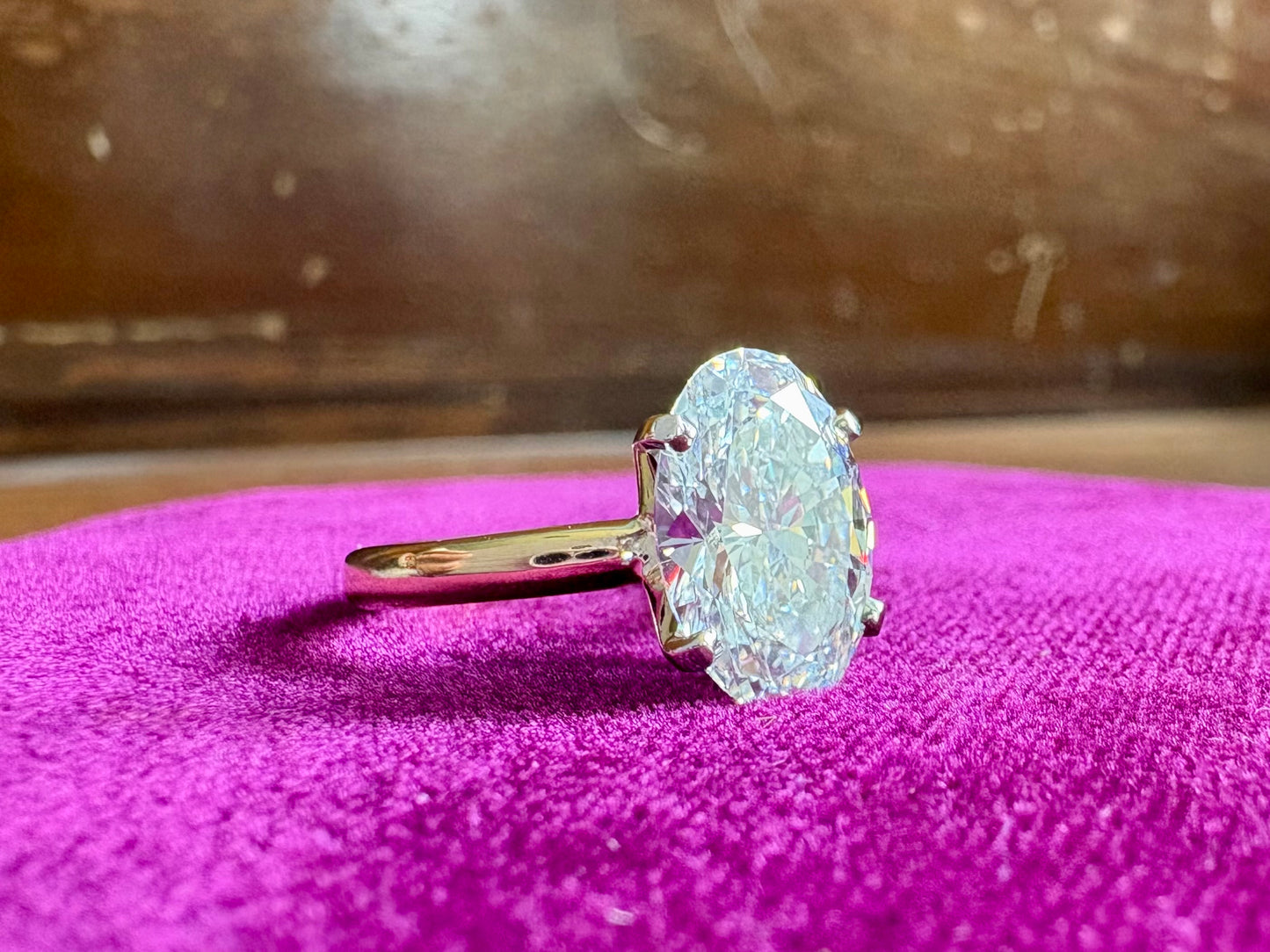 Oval-Cut Lab Grown Diamond 18K Yellow Gold Solitaire Engagement Ring