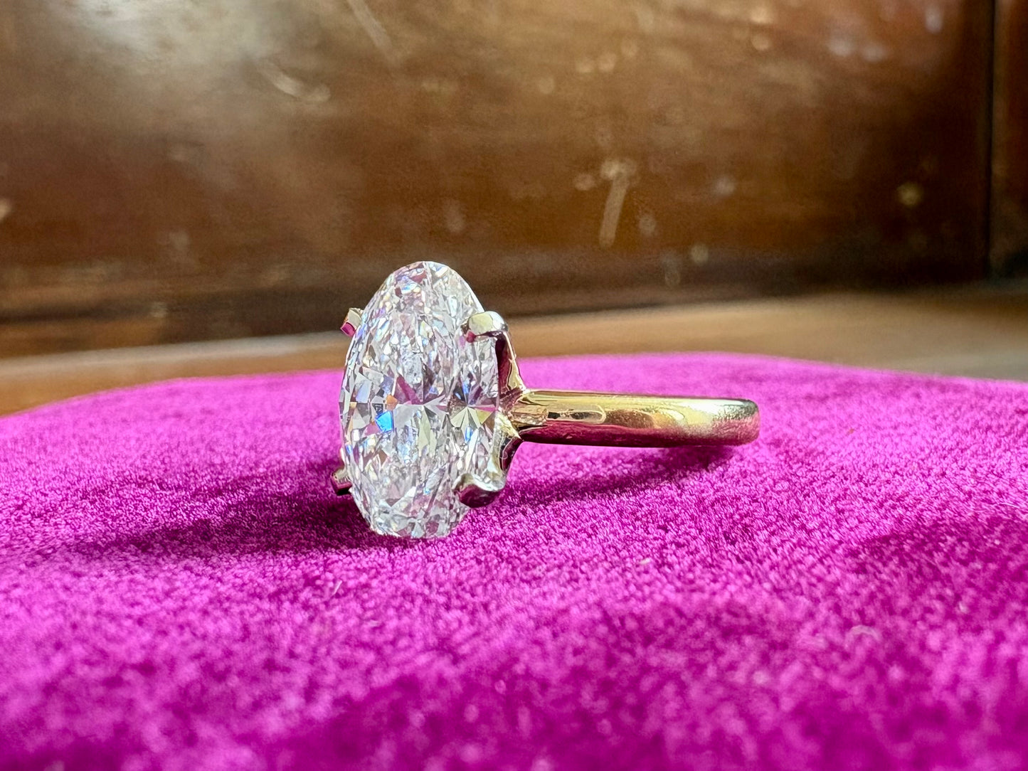 Oval-Cut Lab Grown Diamond 18K Yellow Gold Solitaire Engagement Ring