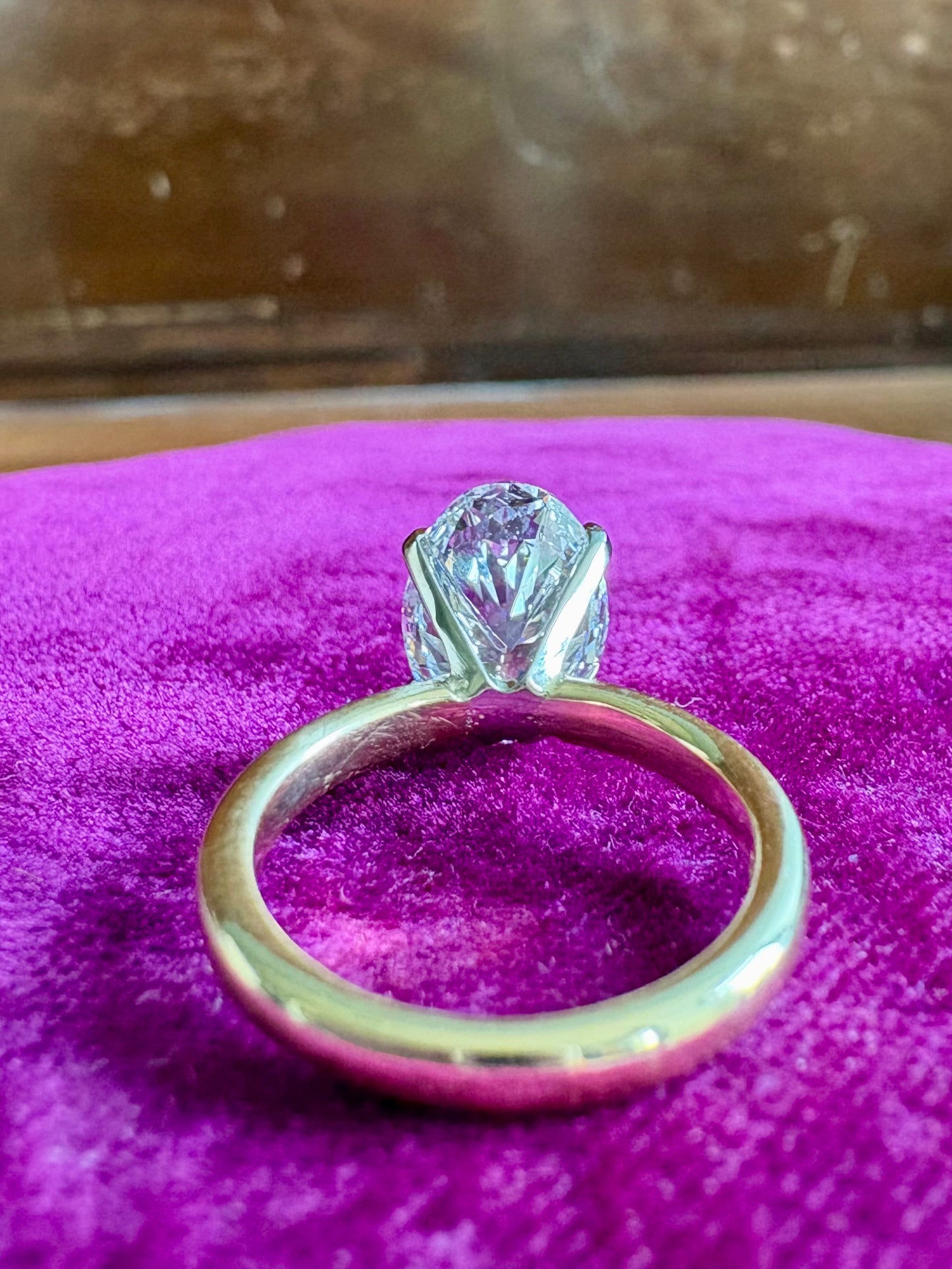 Oval-Cut Lab Grown Diamond 18K Yellow Gold Solitaire Engagement Ring